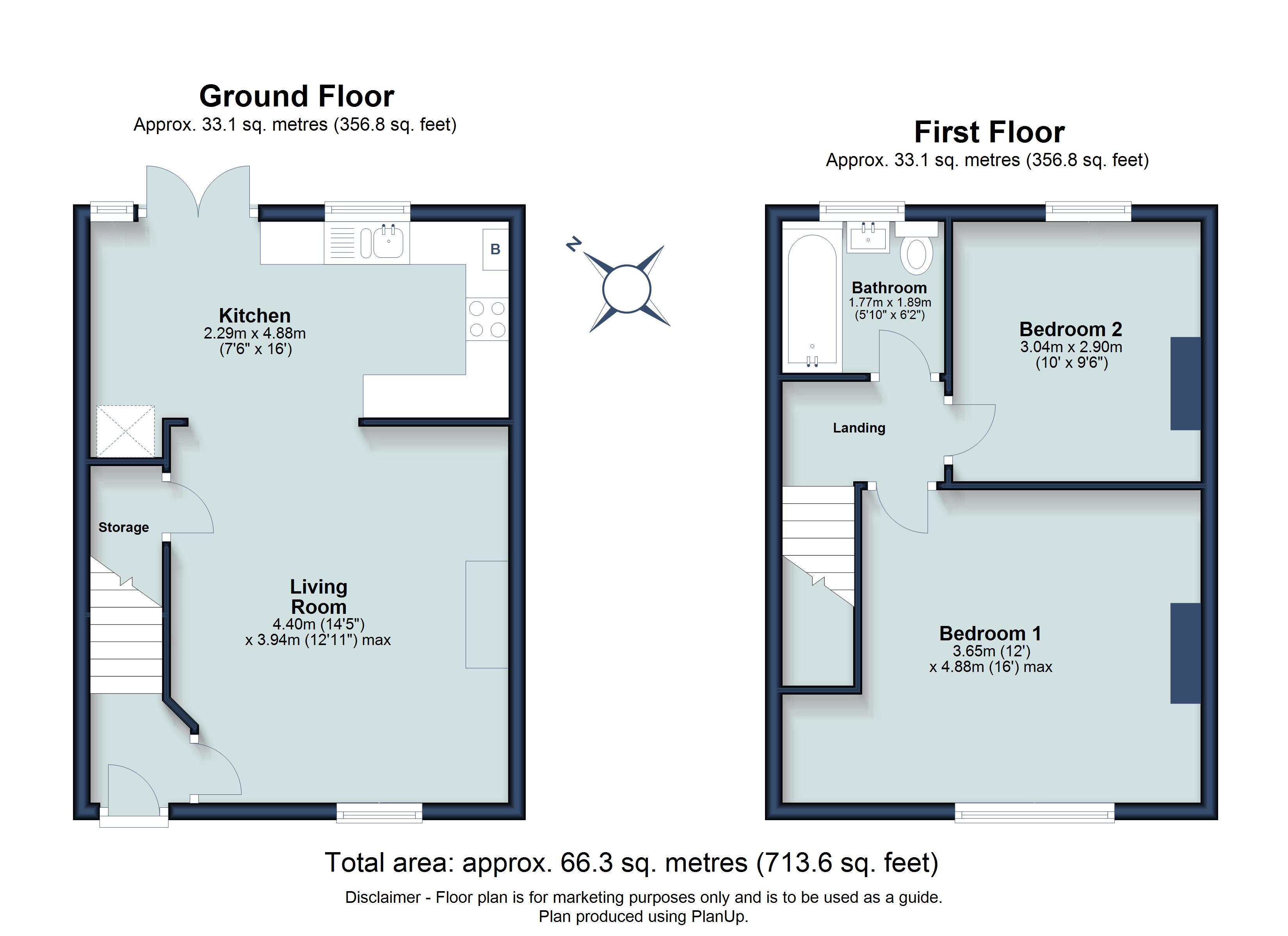 2 bed terraced house for sale in Marshall Avenue, St. Albans, Hertfordshire, AL3 - Property floorplan