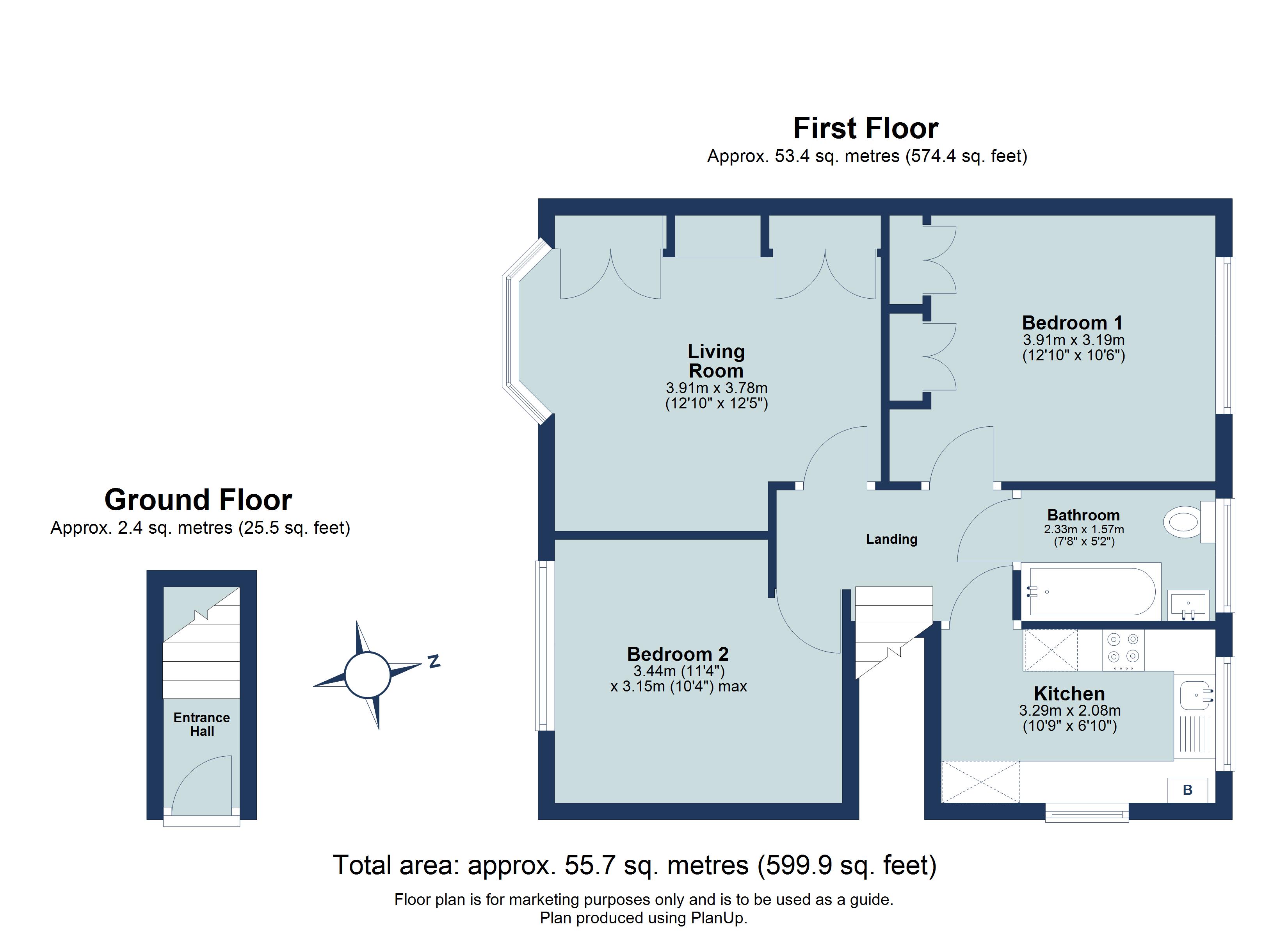 2 bed apartment for sale in Kenton Gardens, St. Albans, Hertfordshire, AL1 - Property floorplan
