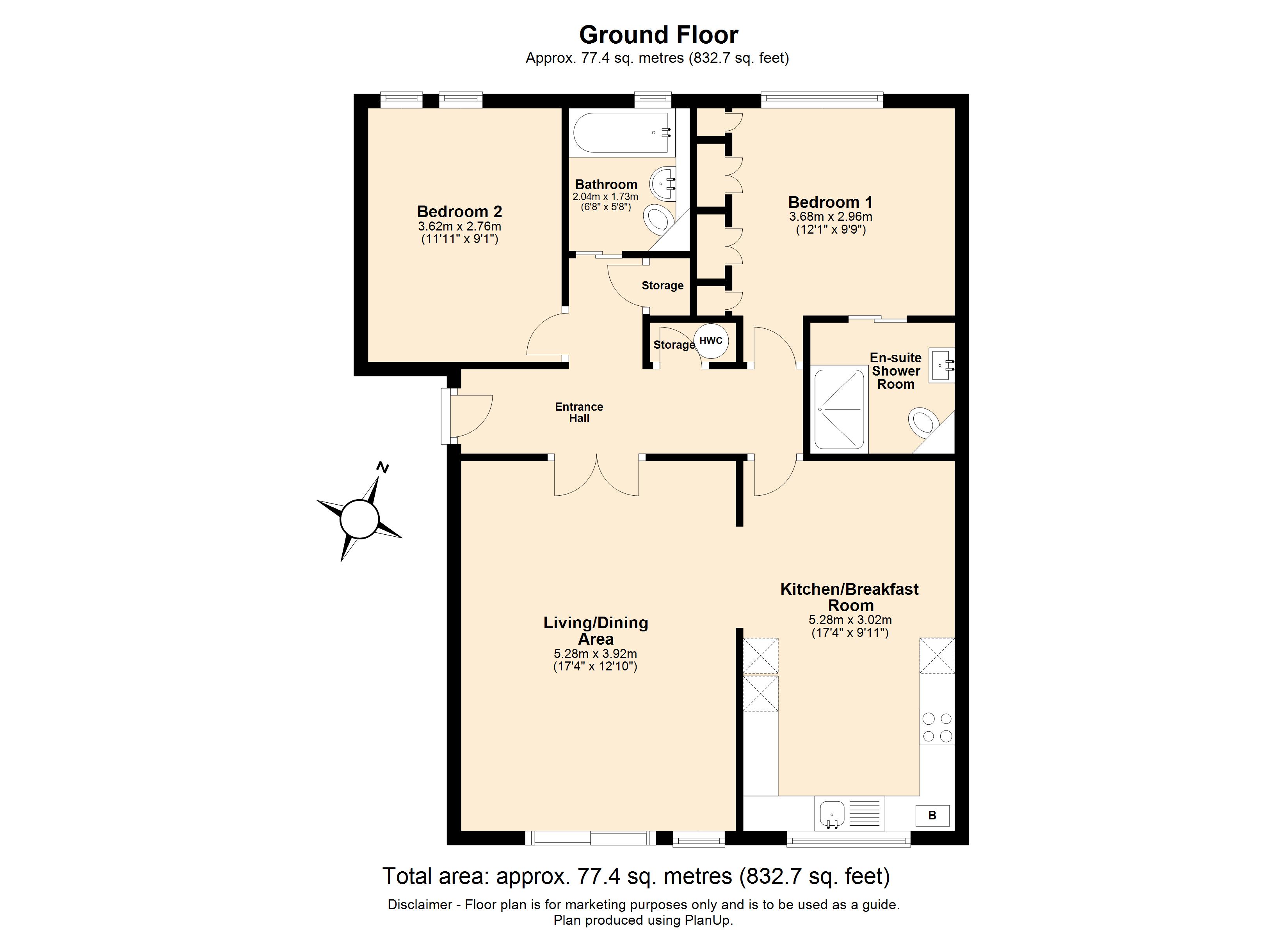 2 bed ground floor flat for sale in Birklands Park, London Road, St. Albans, Hertfordshire, AL1 - Property floorplan