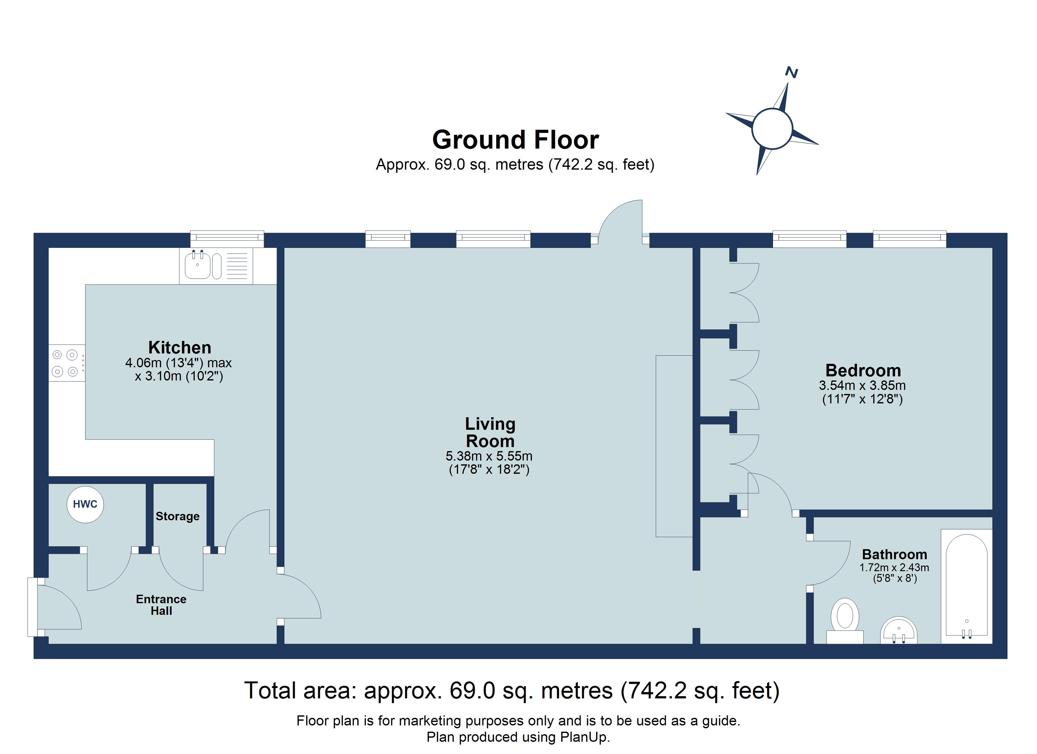 1 bed ground floor flat to rent in Highfield Hall, Highfield Lane, Tyttenhanger, St. Albans, AL4 - Property floorplan