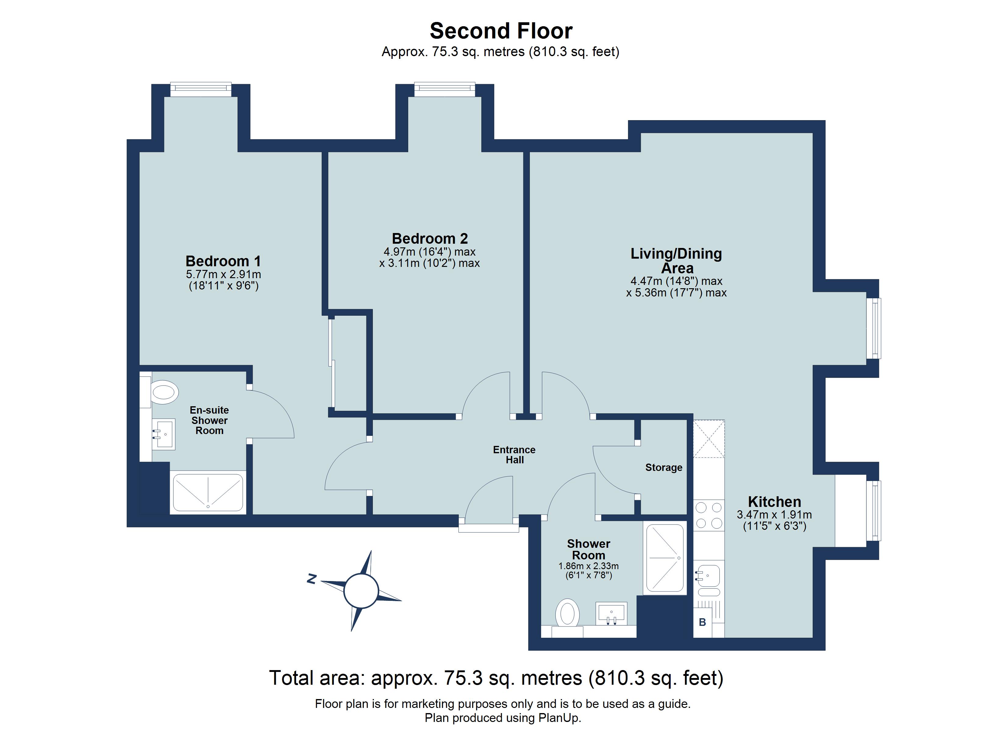 2 bed apartment for sale in Verona Court, Roland Street, St. Albans, Hertfordshire, AL1 - Property floorplan