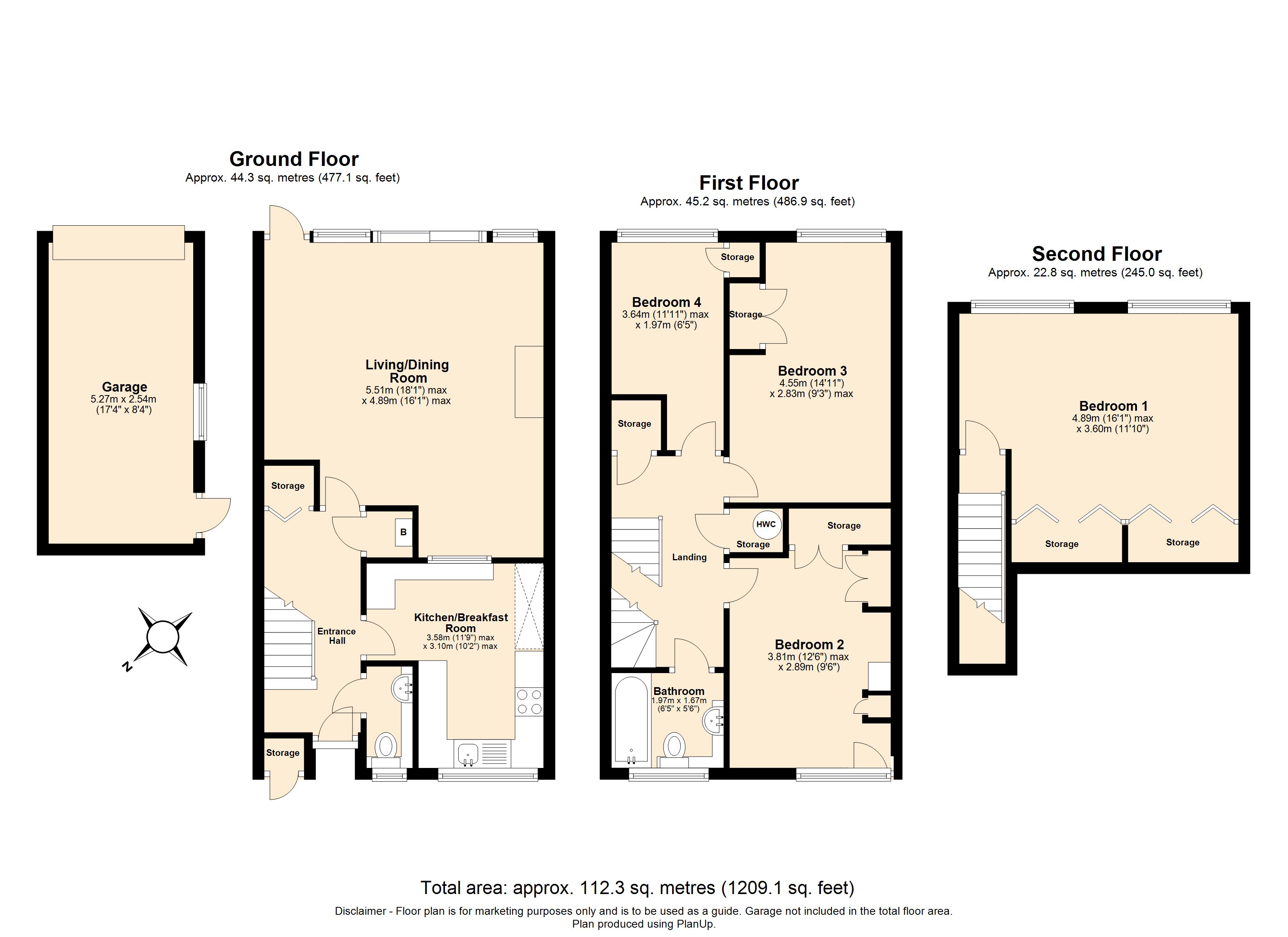 4 bed terraced house for sale in Windridge Close, St. Albans, Hertfordshire, AL3 - Property floorplan