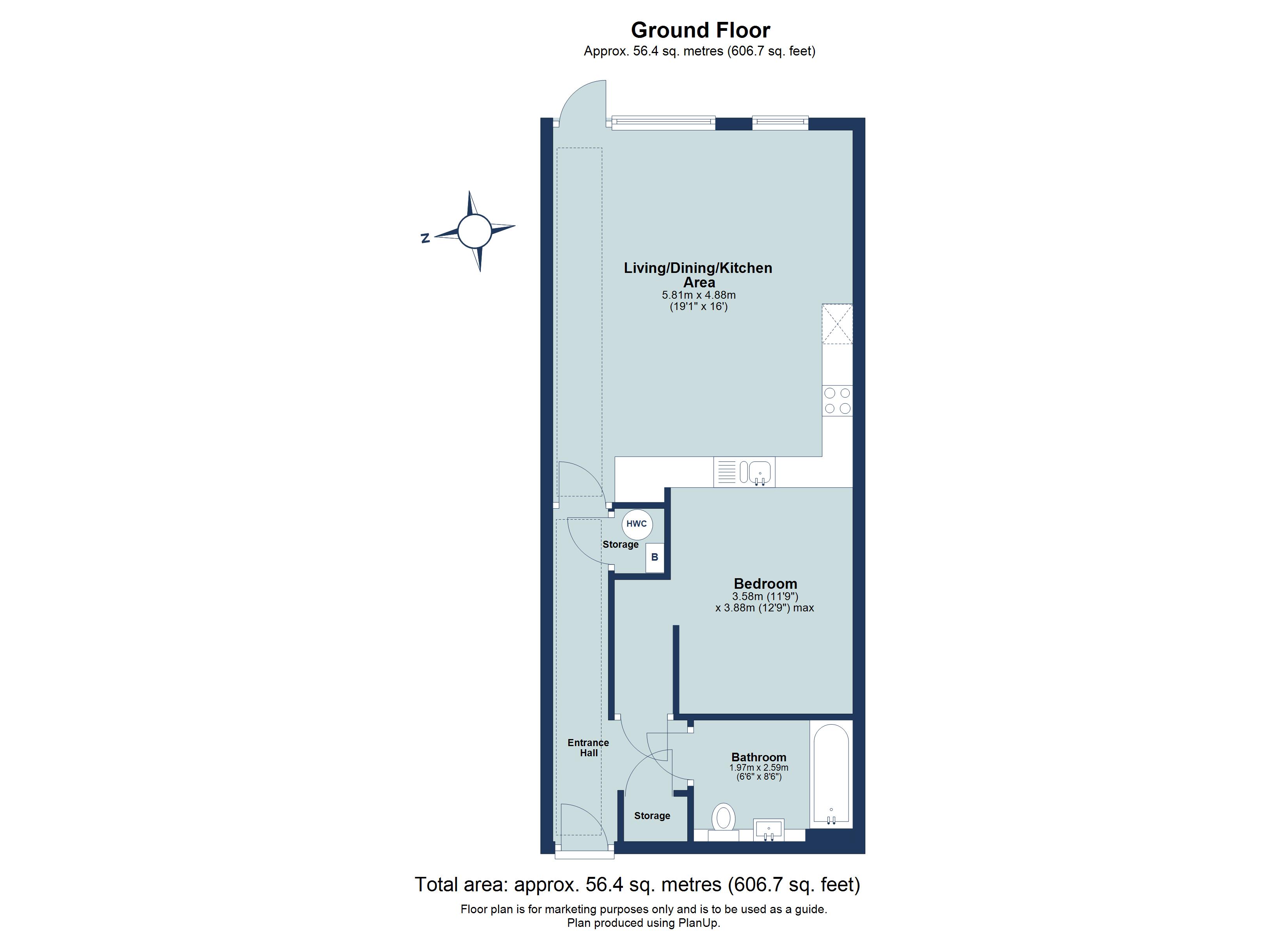 1 bed apartment to rent in Hansell Gardens, Sutton Road, St. Albans, Hertfordshire, AL1 - Property floorplan