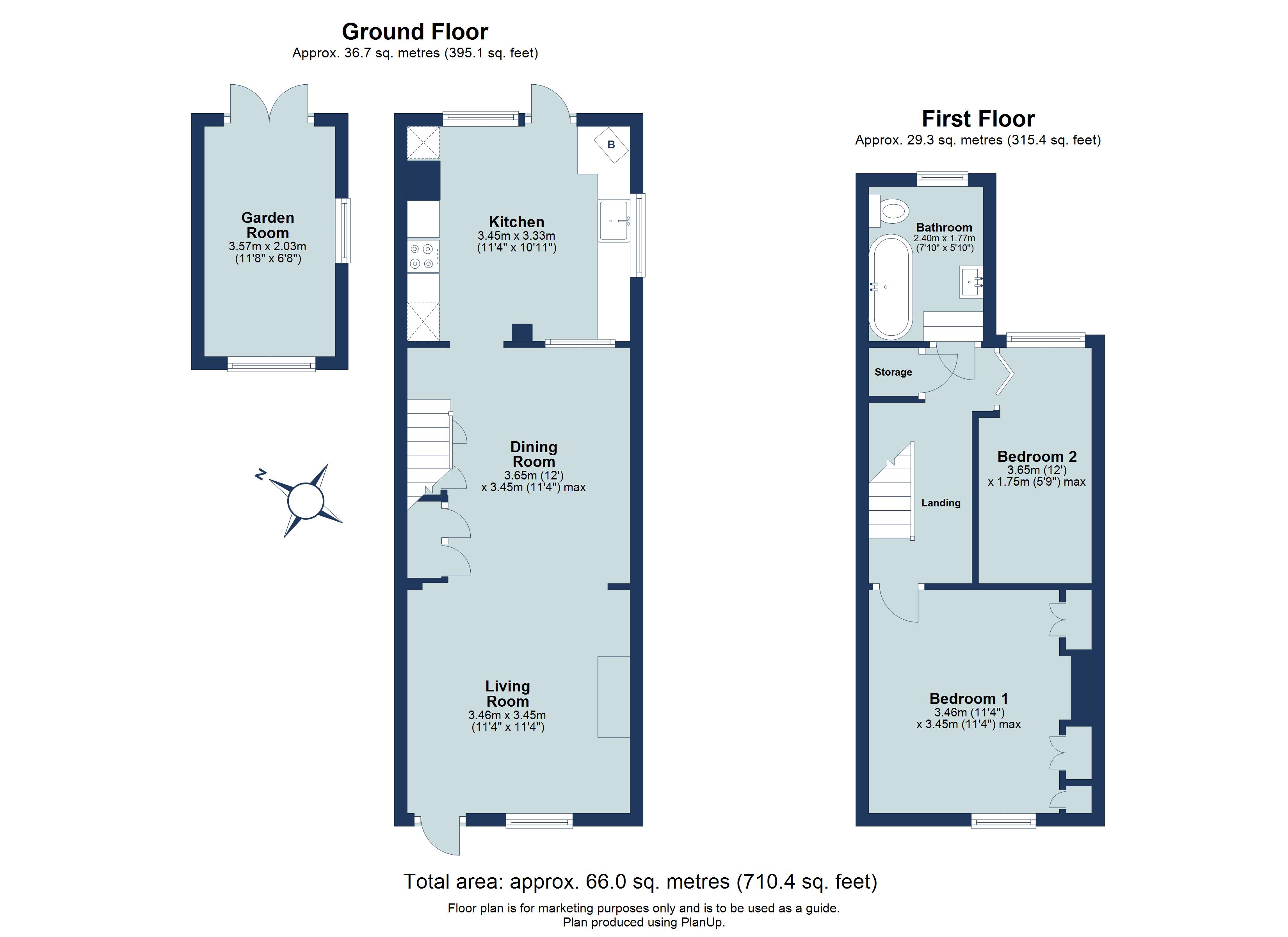 2 bed terraced house for sale in Park Street, St. Albans, Hertfordshire, AL2 - Property floorplan