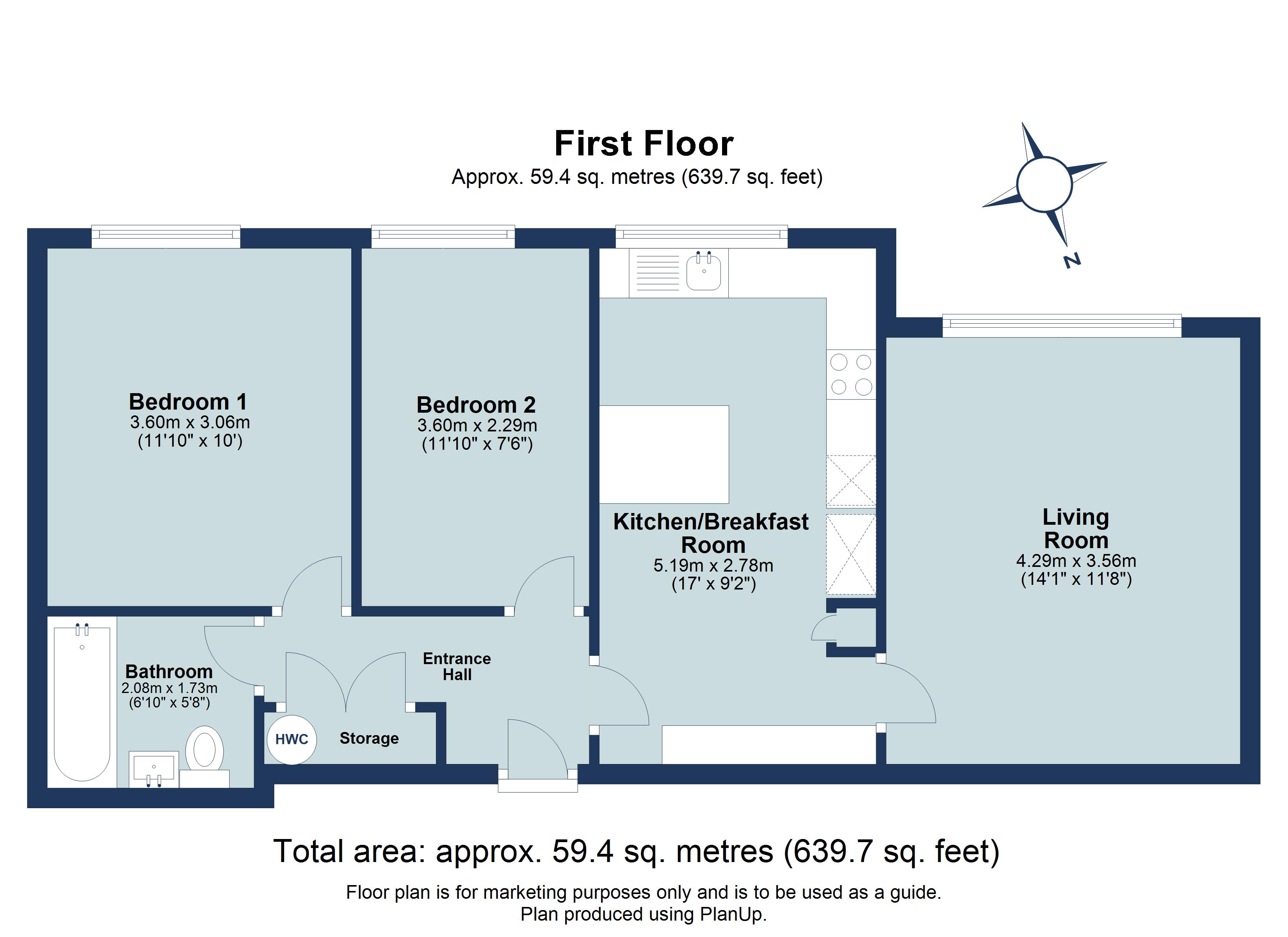 2 bed apartment to rent in Brooklands Court, Hatfield Road, St. Albans, Hertfordshire, AL1 - Property floorplan