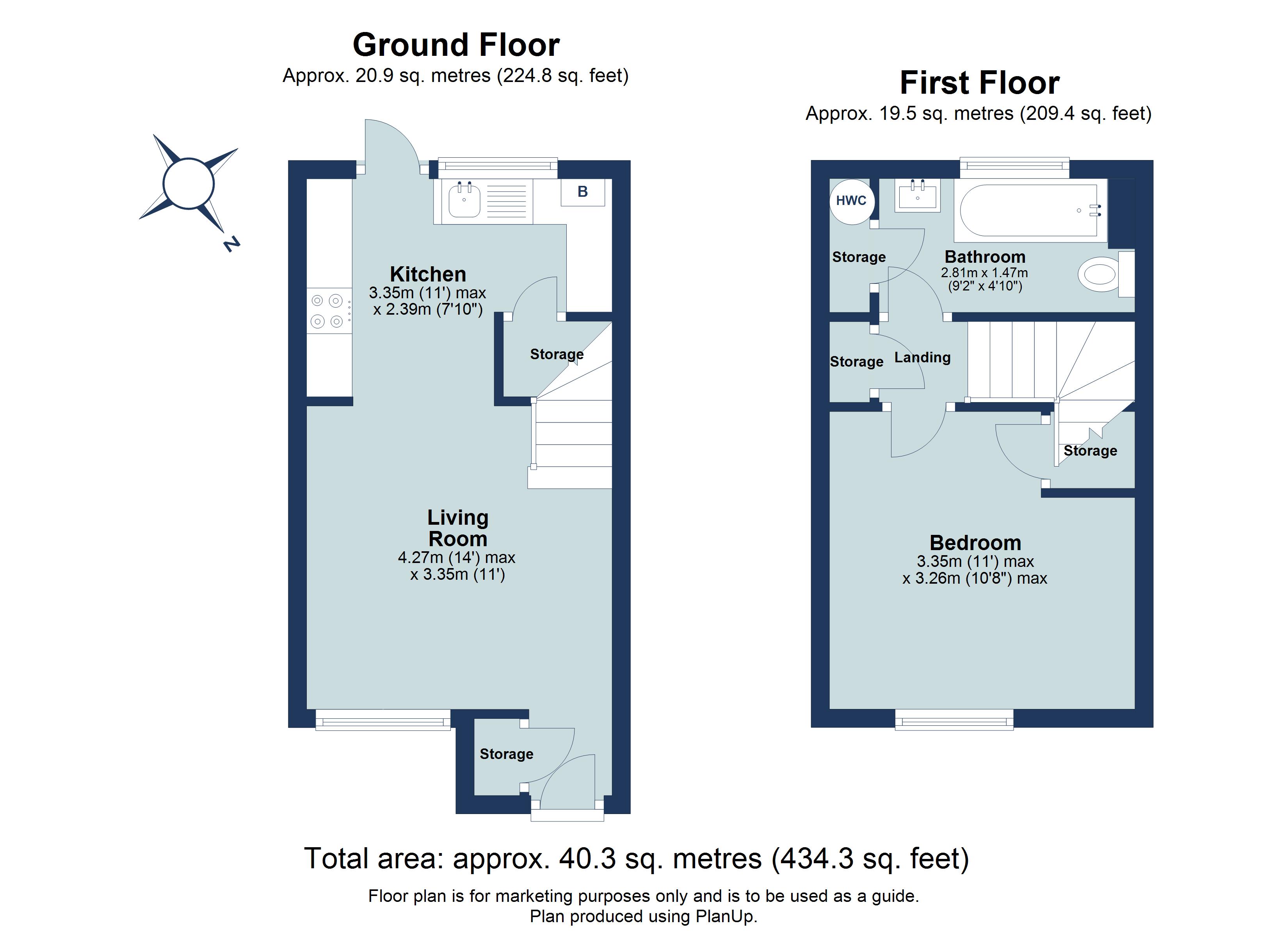 1 bed terraced house to rent in Twyford Road, St. Albans, Hertfordshire, AL4 - Property floorplan