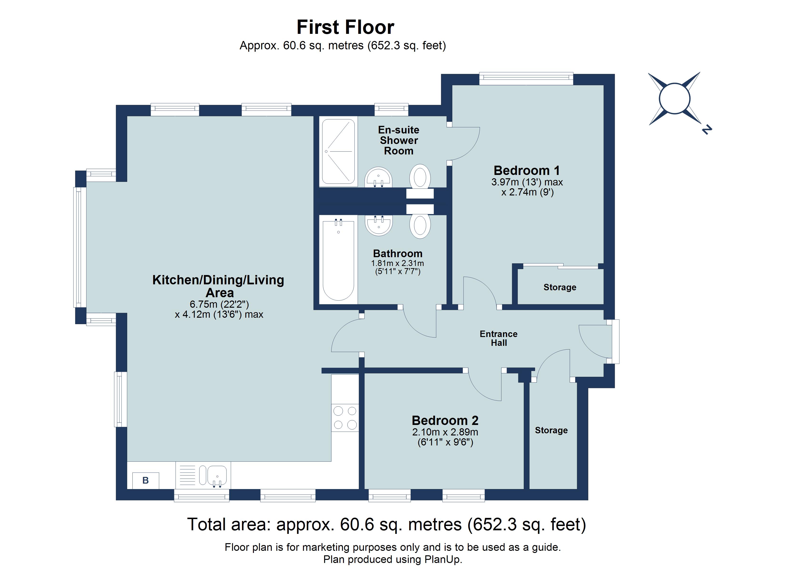 2 bed apartment for sale in Old Mile House Court, St. Albans, Hertfordshire, AL1 - Property floorplan
