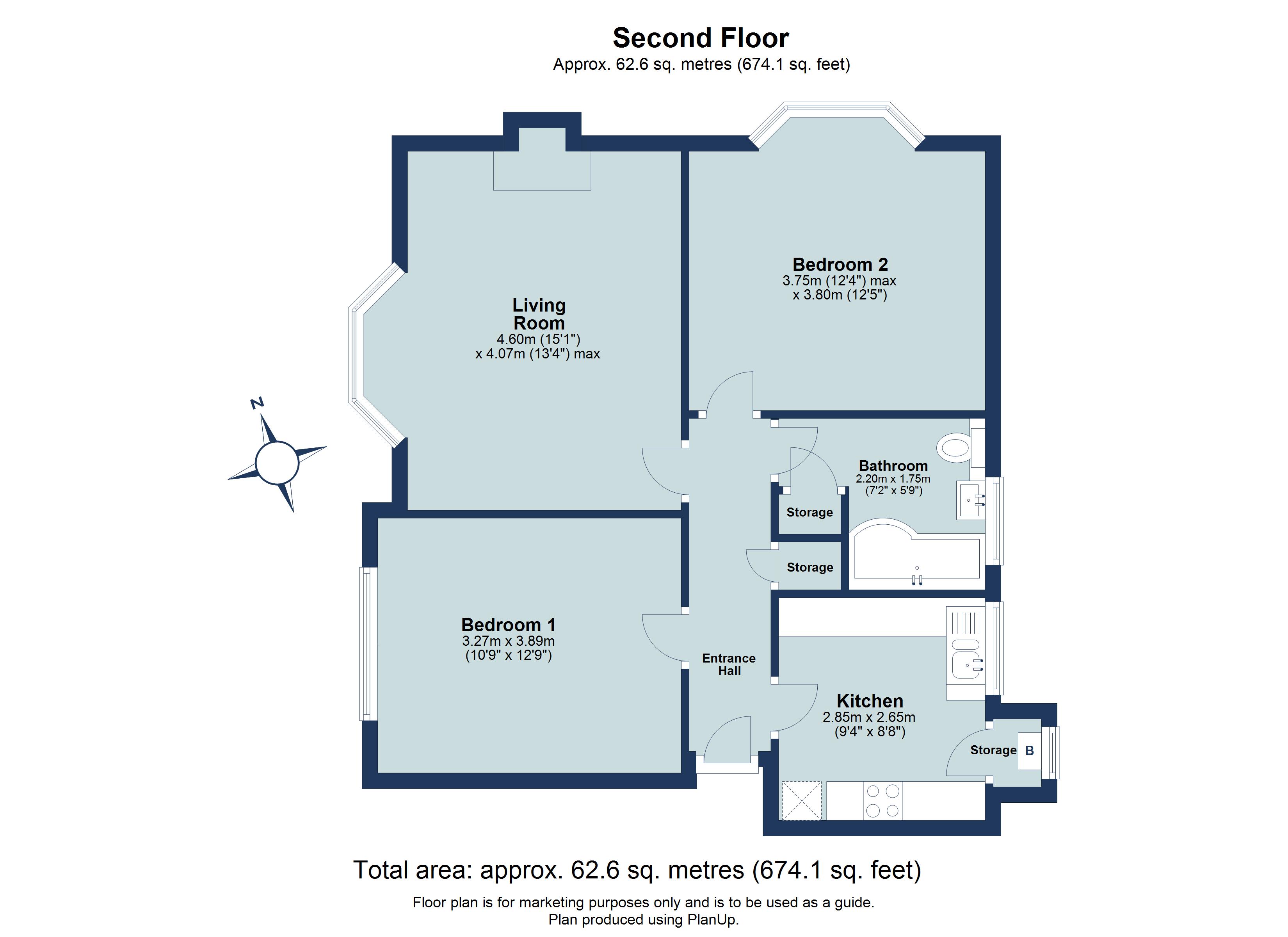 2 bed apartment for sale in Abbey Court, Holywell Hill, St. Albans, Hertfordshire, AL1 - Property floorplan