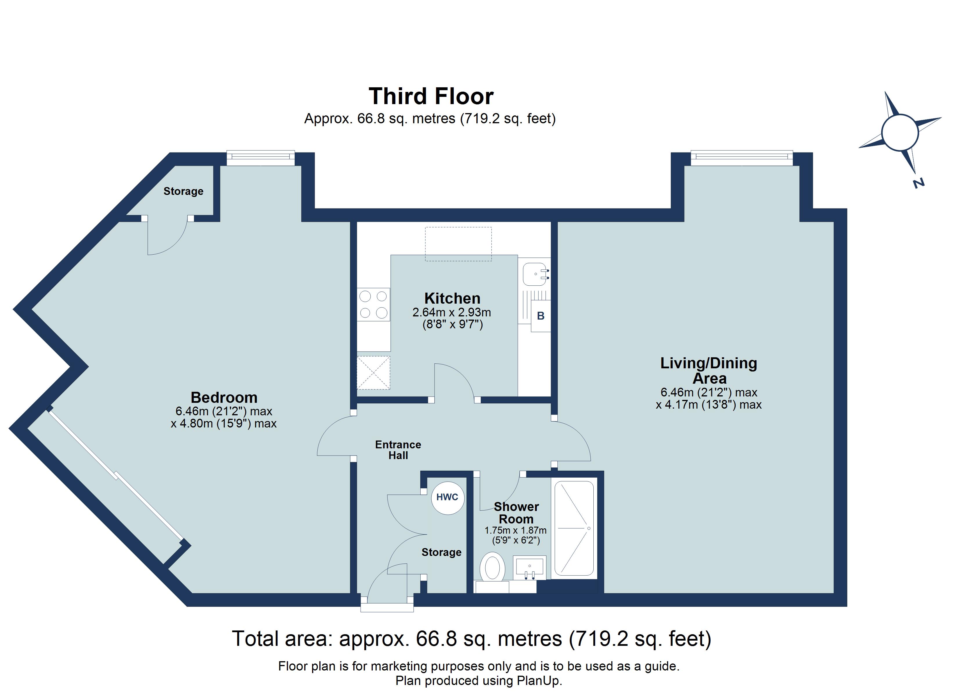 1 bed apartment for sale in Gatcombe Court, Dexter Close, St. Albans, Hertfordshire, AL1 - Property floorplan