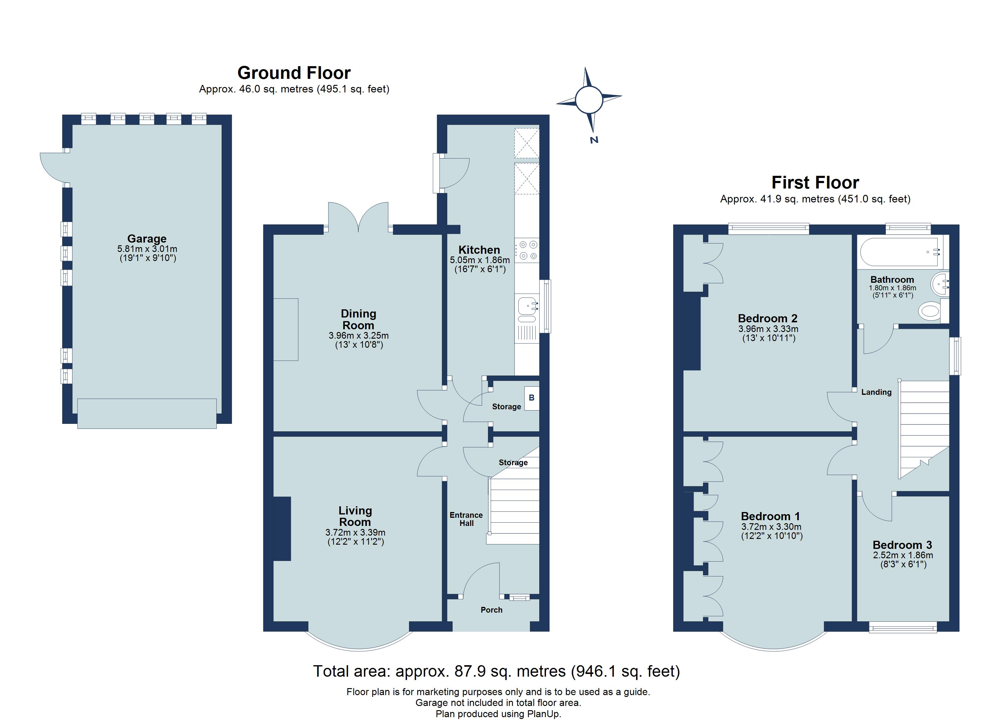 3 bed detached house for sale in Hill End Lane, St. Albans, Hertfordshire, AL4 - Property floorplan