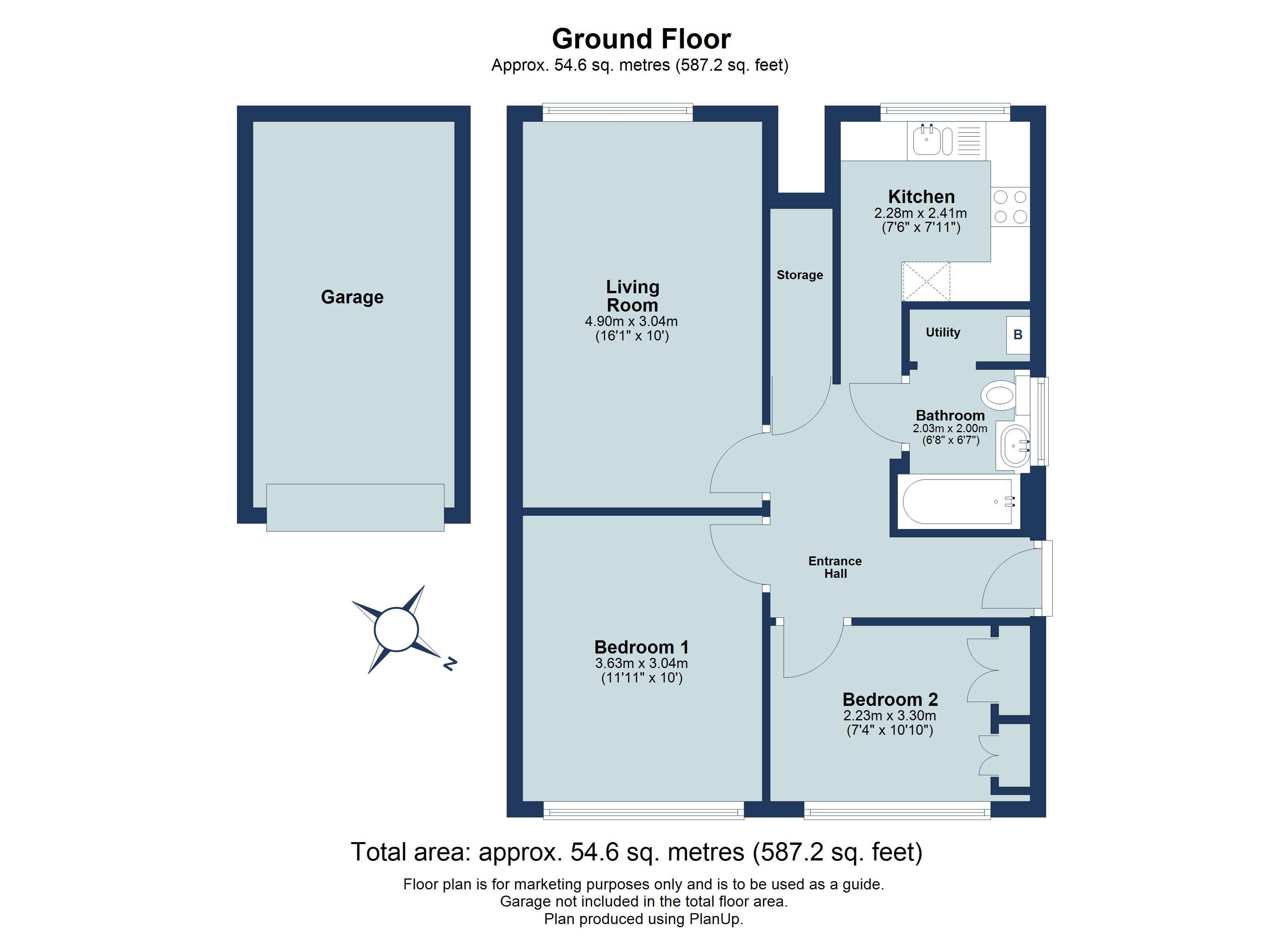 2 bed ground floor flat for sale in The Beeches, Park Street, St. Albans, Hertfordshire, AL2 - Property floorplan