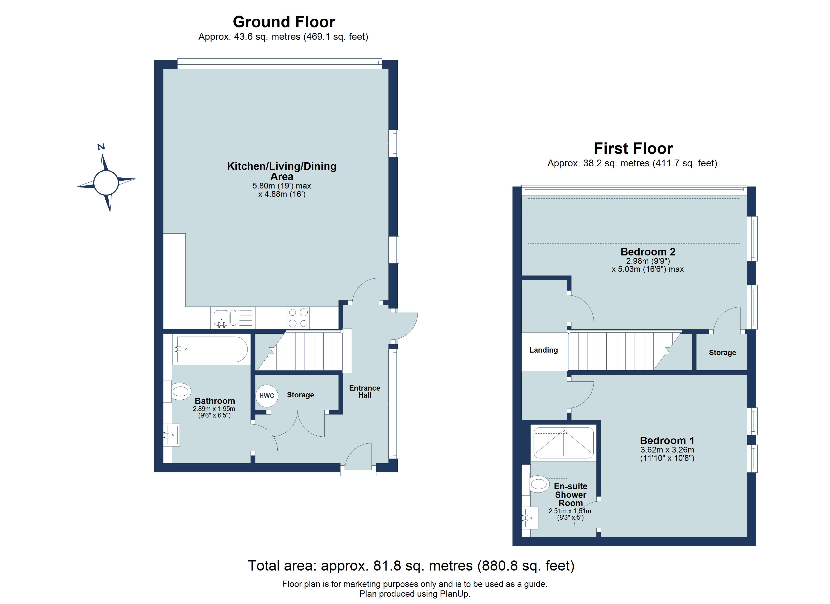 2 bed maisonette for sale in Hansell Gardens, Sutton Road, St. Albans, Hertfordshire, AL1 - Property floorplan