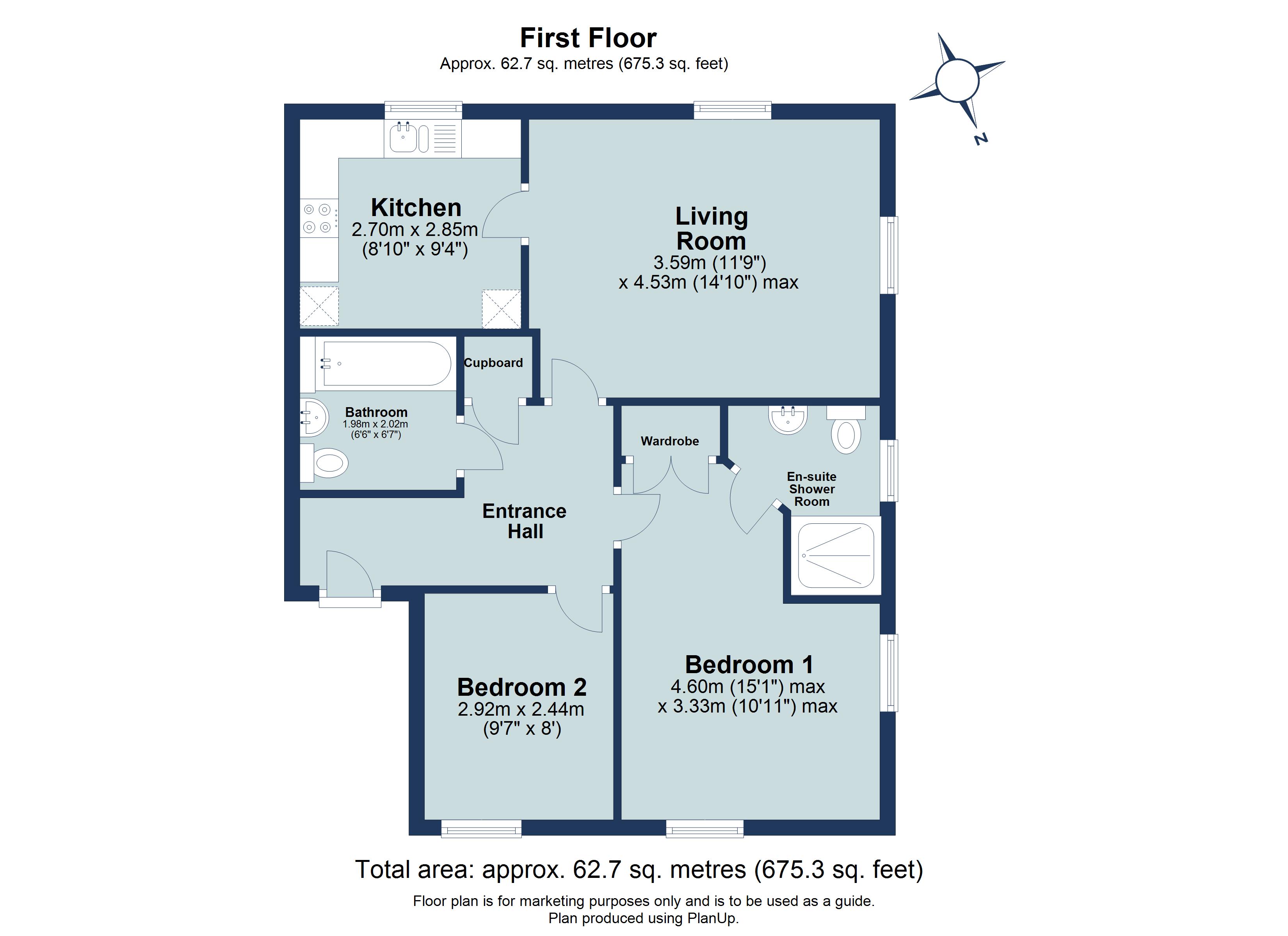 2 bed apartment for sale in Clement Court, Bakers Close, St. Albans, Hertfordshire, AL1 - Property floorplan