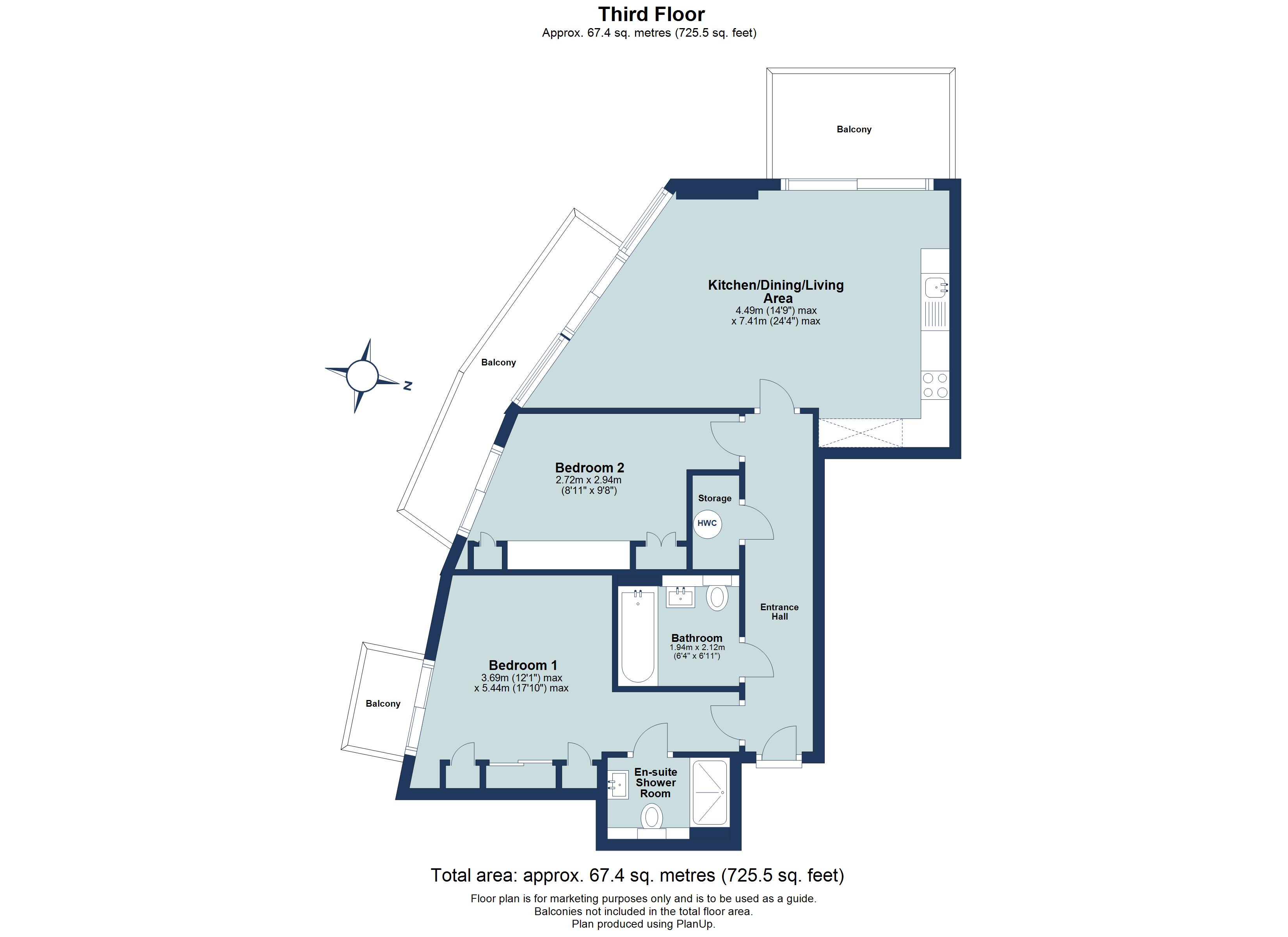 2 bed apartment for sale in Opus House, Charrington Place, St. Albans, Hertfordshire, AL1 - Property floorplan