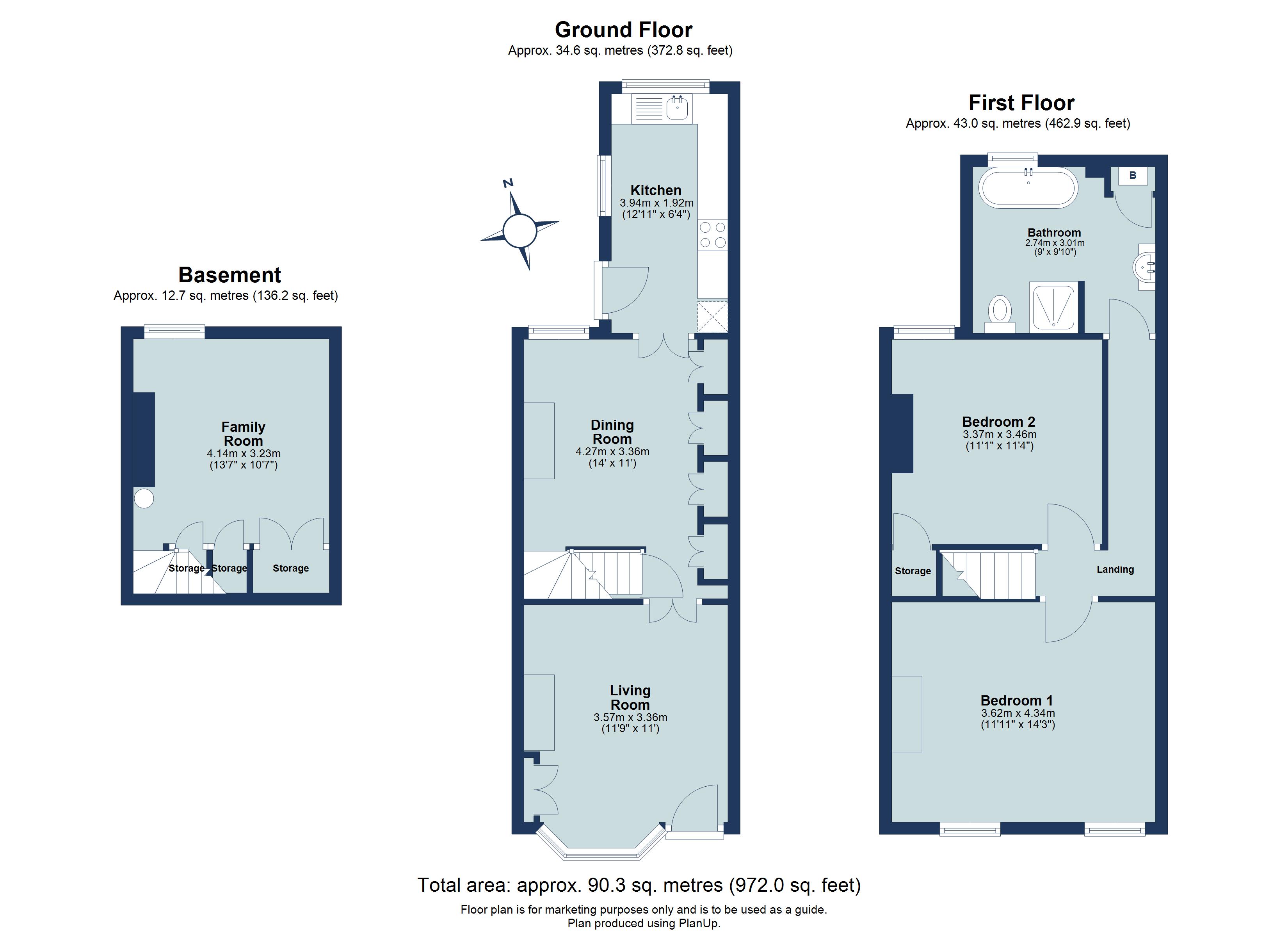 2 bed end of terrace house for sale in New Kent Road, St. Albans, Hertfordshire, AL1 - Property floorplan