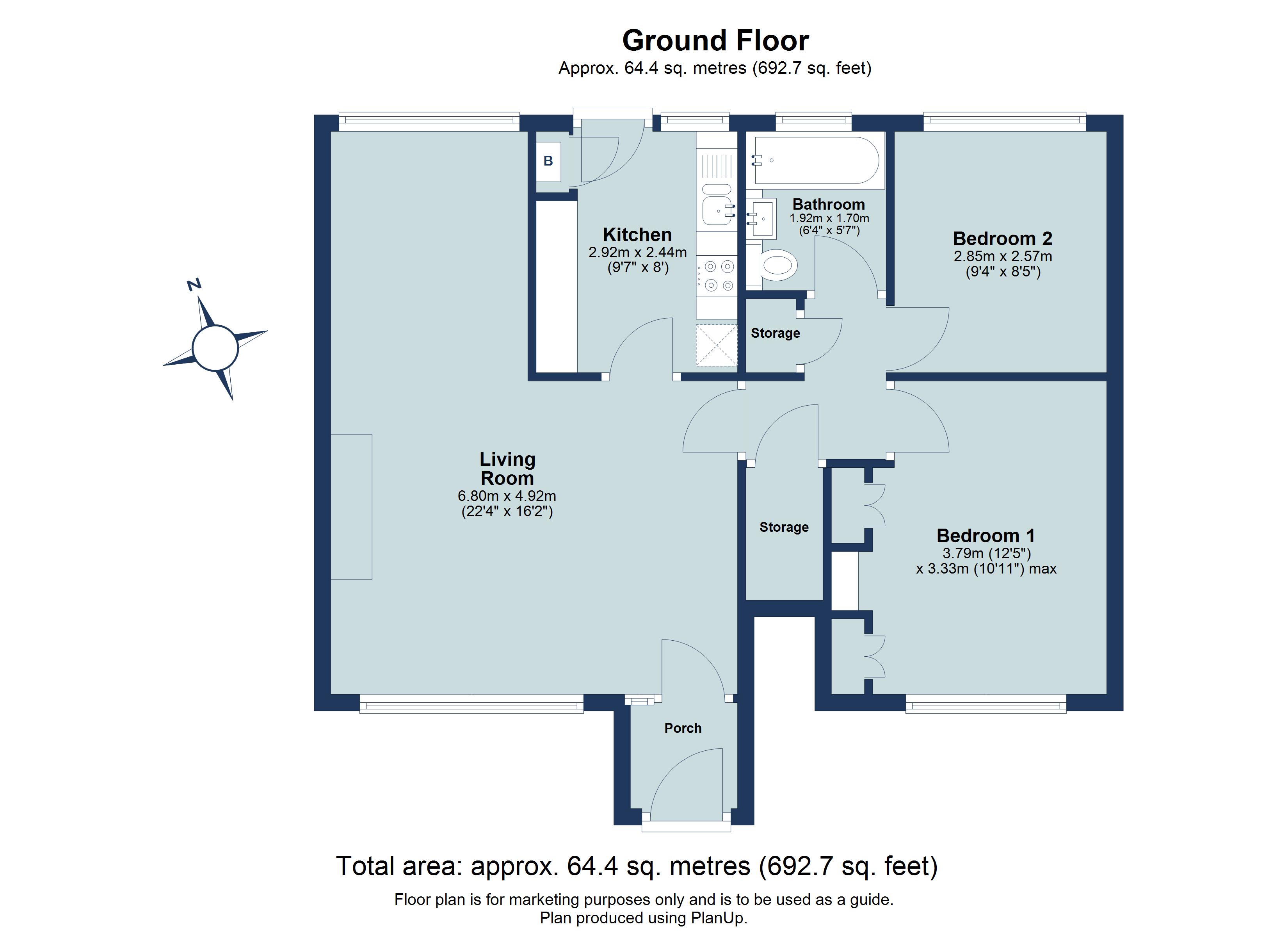 2 bed ground floor flat for sale in Westminster Court, St. Albans, Hertfordshire, AL1 - Property floorplan