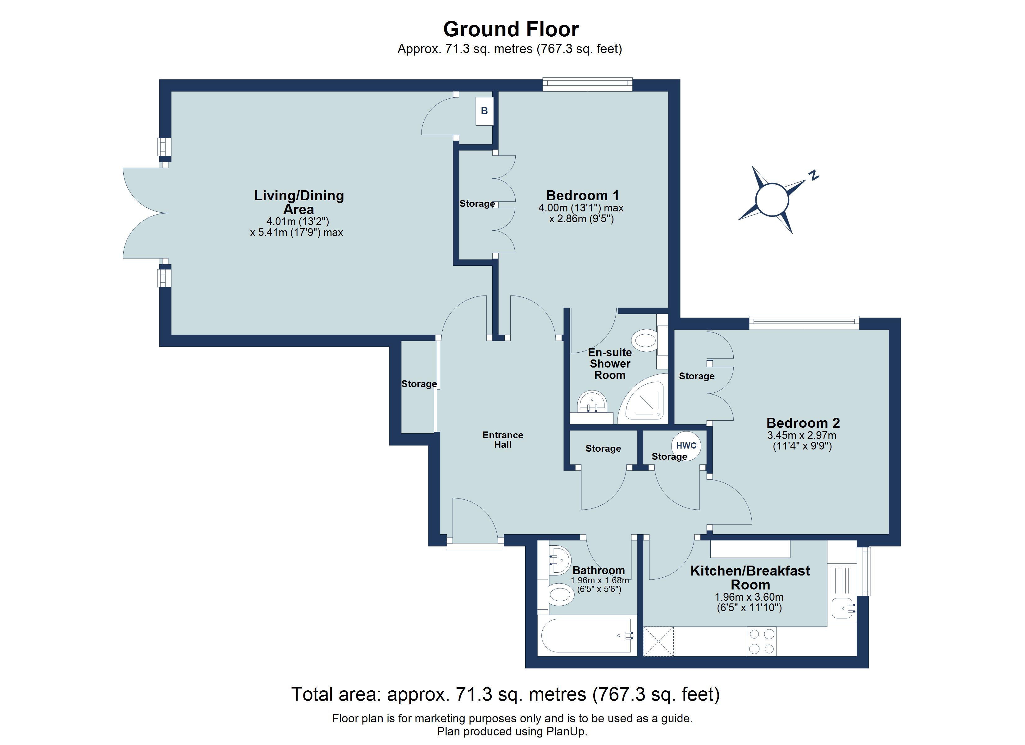 2 bed ground floor flat for sale in St James Court, Park View Close, St. Albanslesley Chest, Hertfordshire, AL1 - Property floorplan