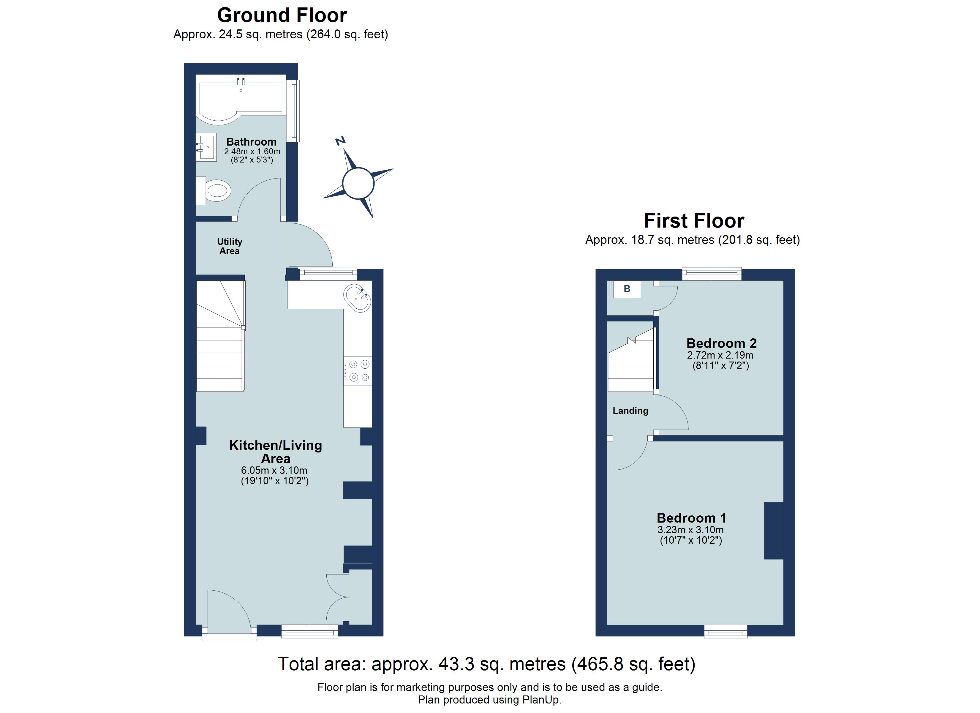 2 bed terraced house for sale in Fishpool Street, St. Albans, Hertfordshire, AL3 - Property floorplan