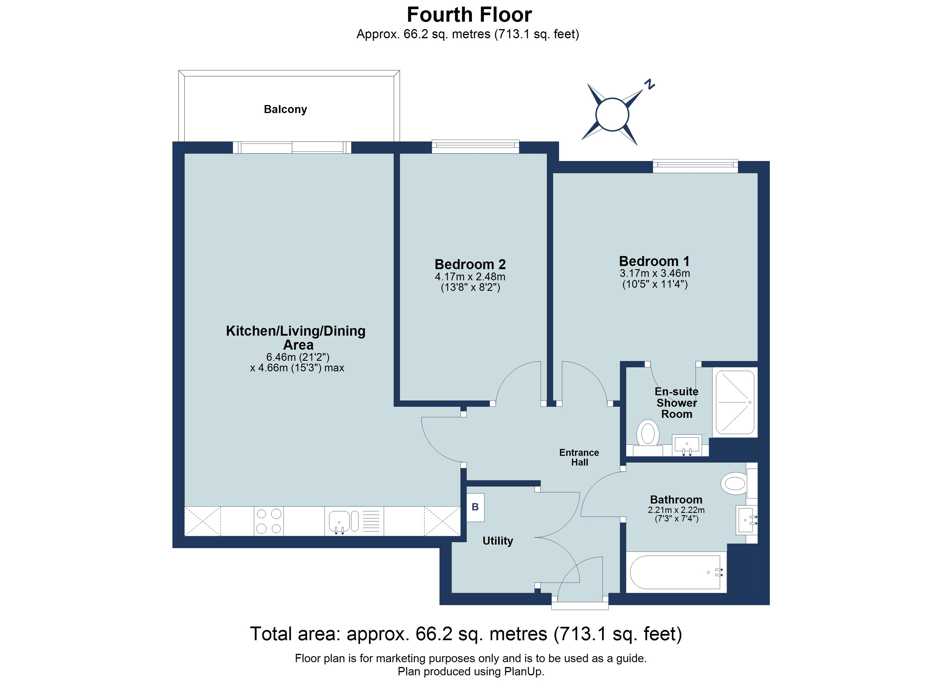 2 bed apartment for sale in Ellesmere Court, Stirling Drive, Luton, Bedfordshire, LU2 - Property floorplan