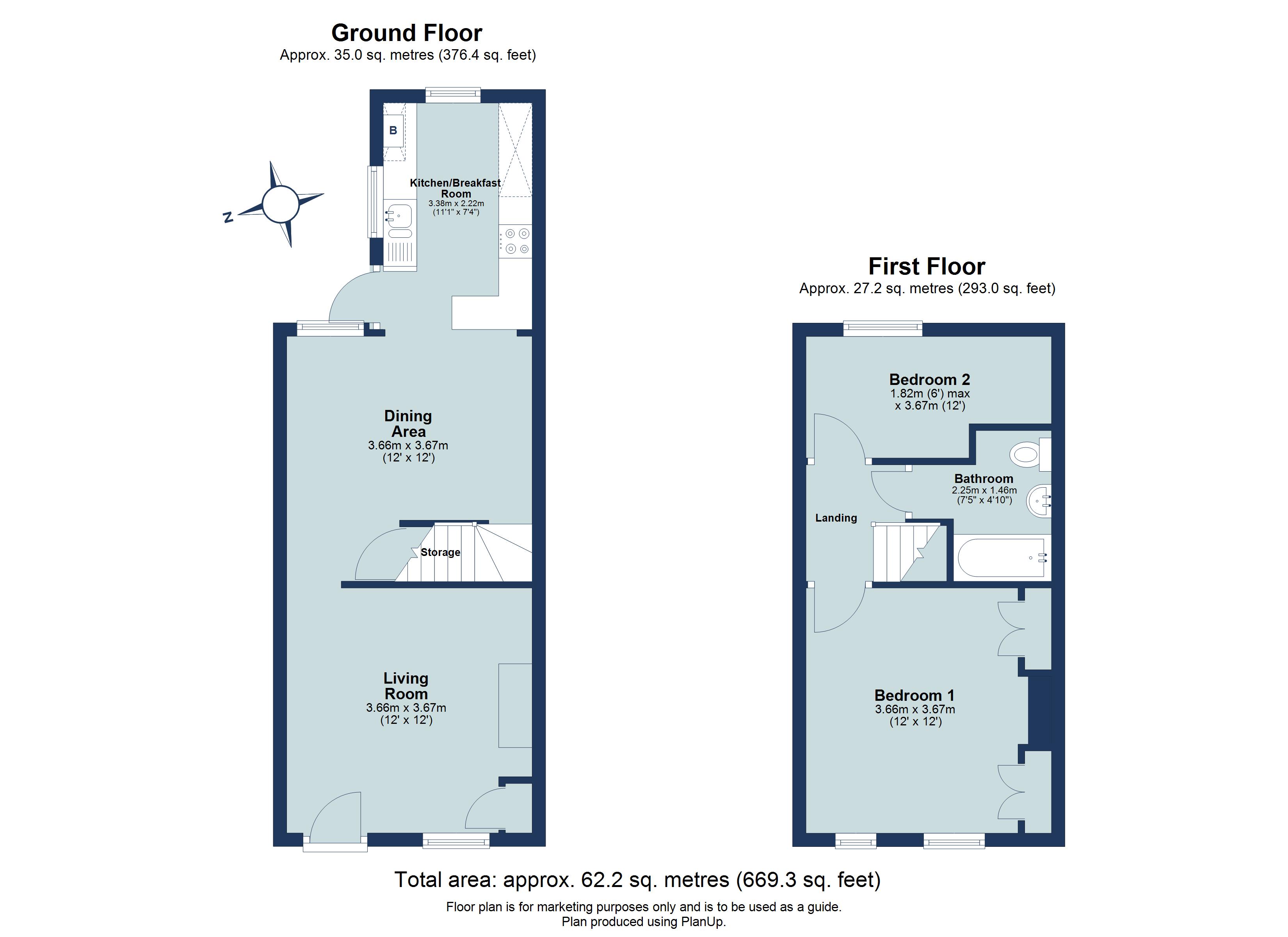 2 bed terraced house for sale in Oster Street, St. Albans, Hertfordshire, AL3 - Property floorplan