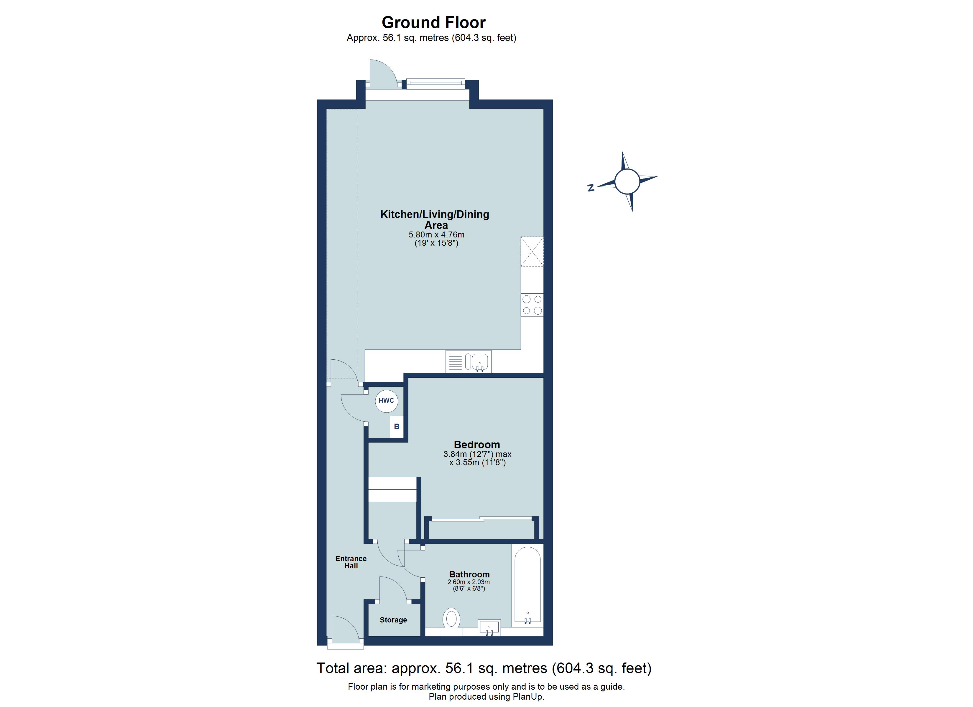 1 bed ground floor flat for sale in Hansell Gardens, Sutton Road, St. Albans, Hertfordshire, AL1 - Property floorplan