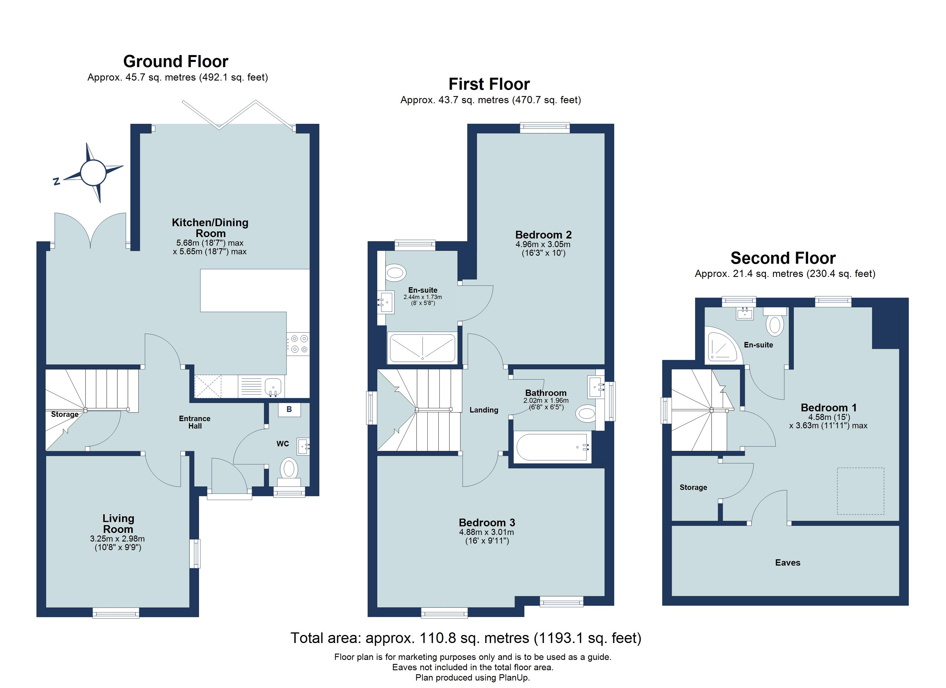 3 bed detached house for sale in Necton Road, Wheathampstead, Hertfordshire, AL4 - Property floorplan