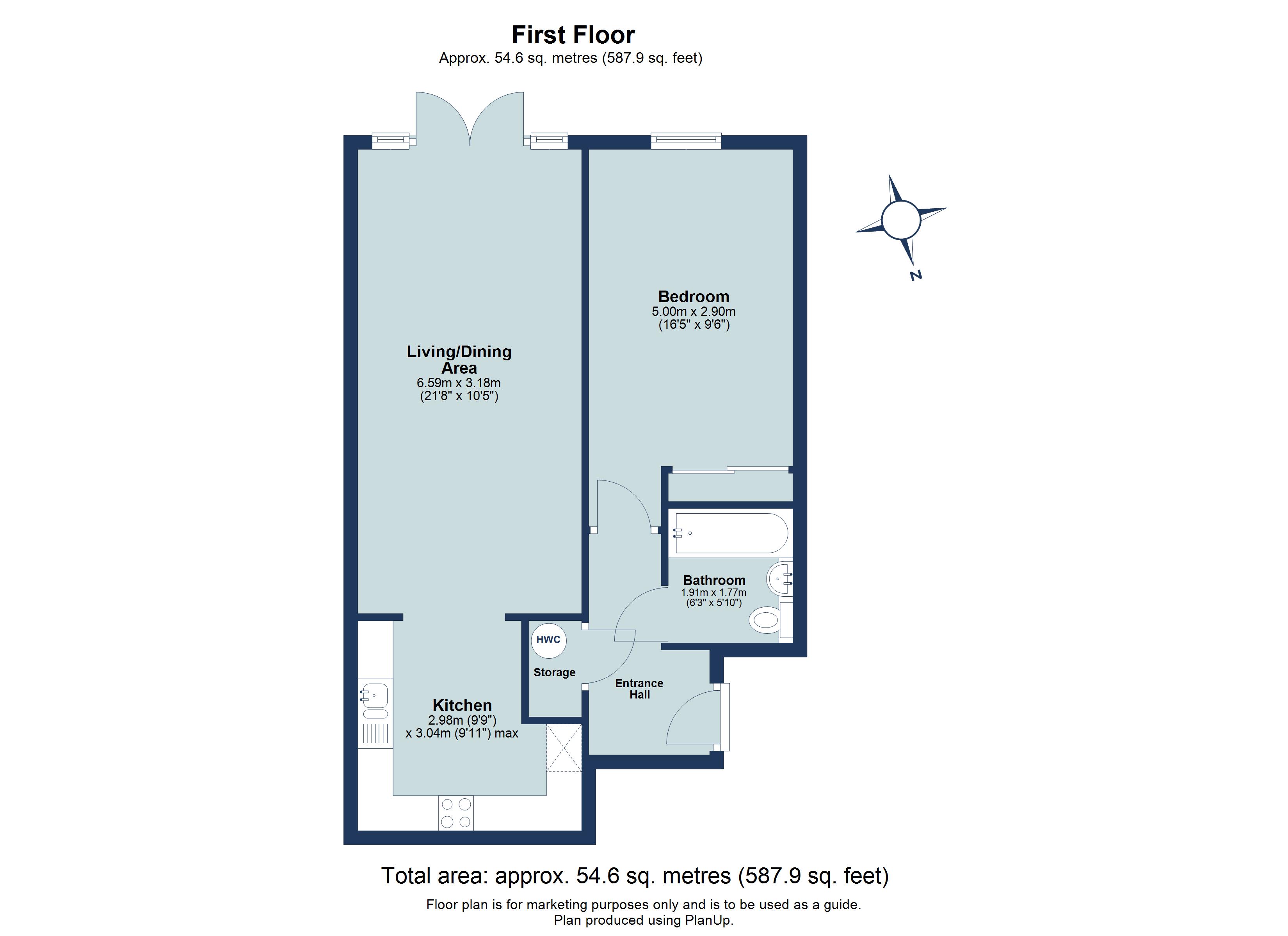 1 bed apartment for sale in Old Watford Road, Bricket Wood, St. Albans, Hertfordshire, AL2 - Property floorplan