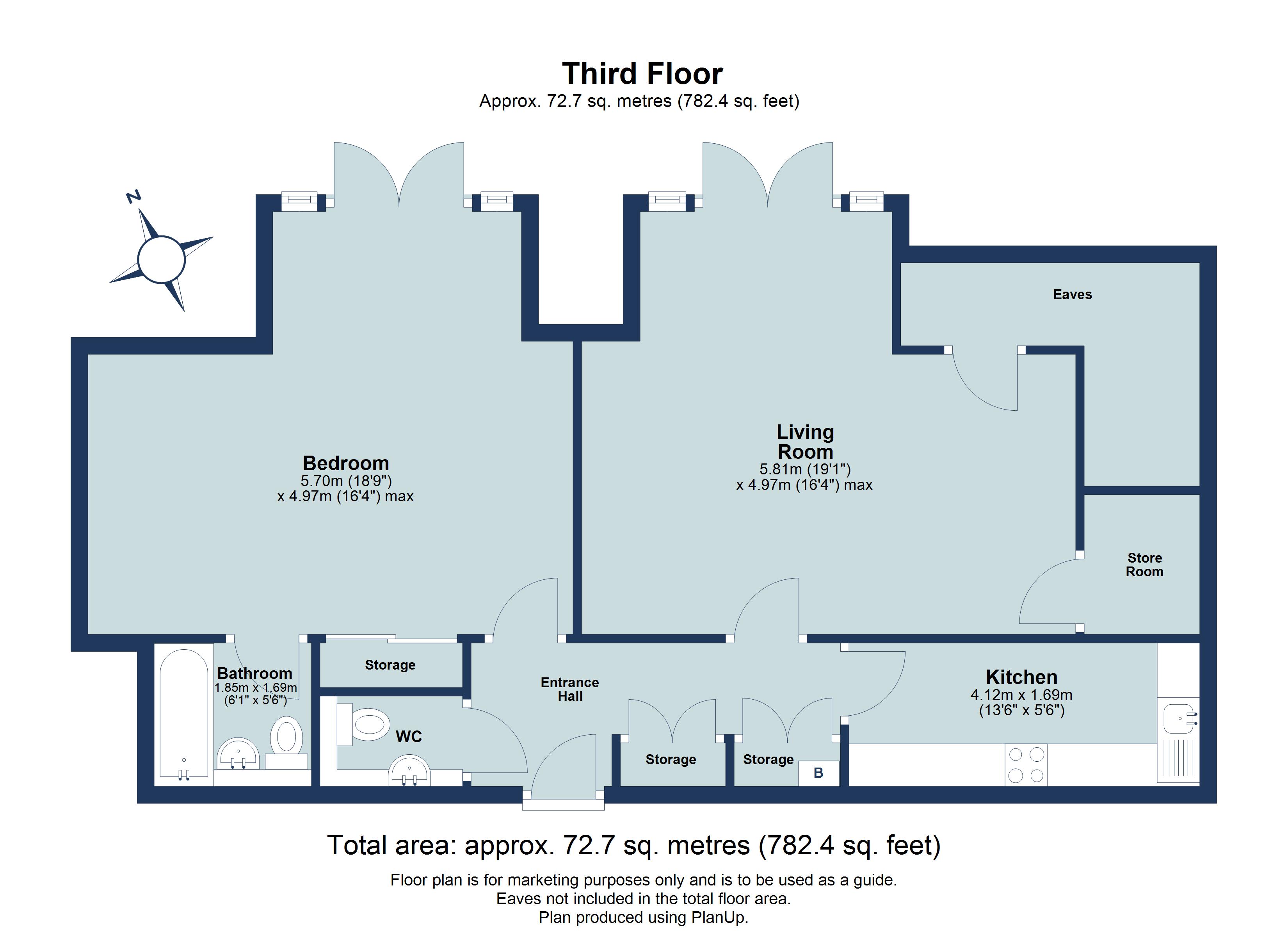 1 bed apartment for sale in Windsor Court, Park View Close, St. Albans, Hertfordshire, AL1 - Property floorplan