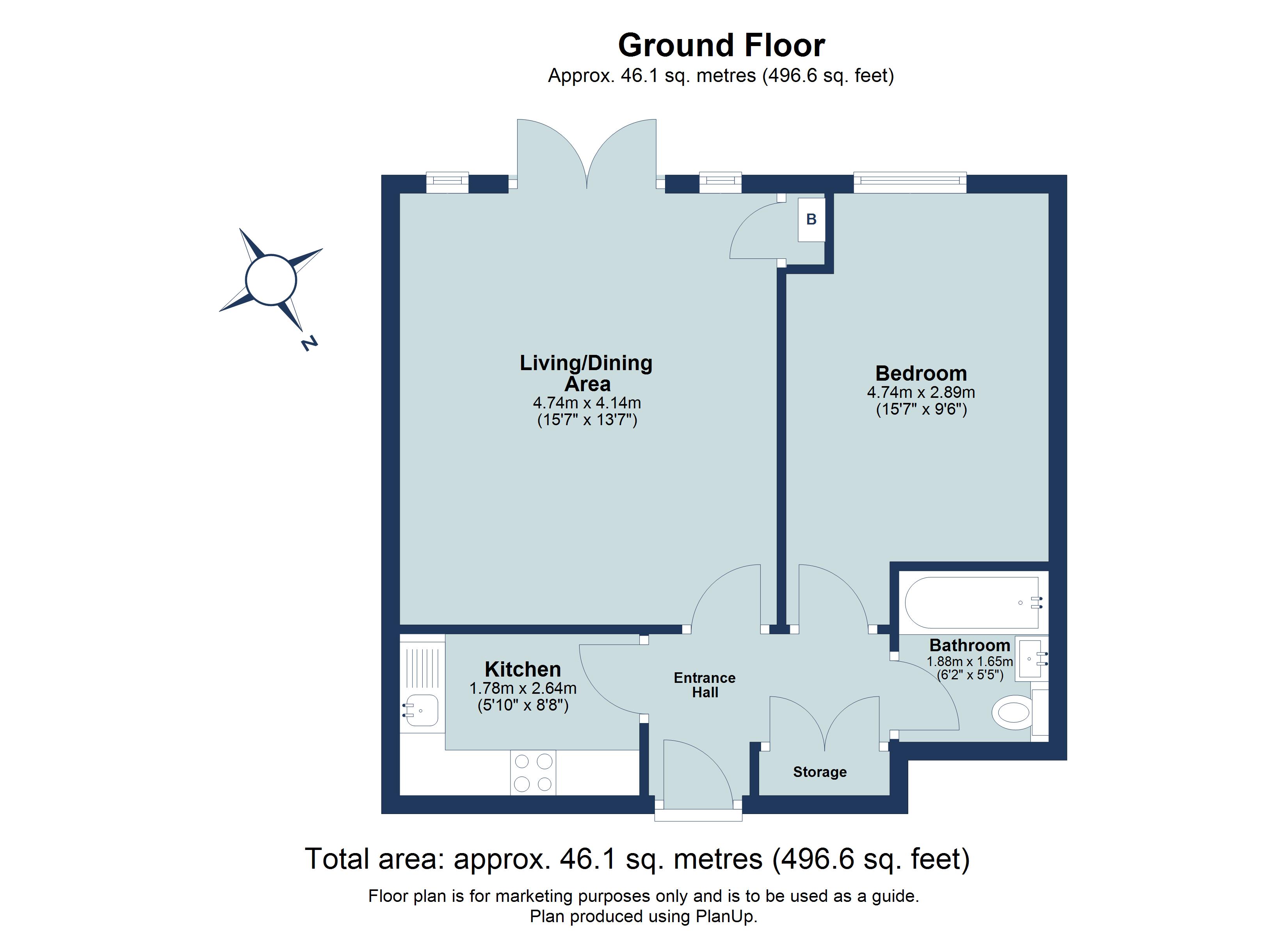 1 bed ground floor flat for sale in Syon Court, Park View Close, St. Albans, Hertfordshire, AL1 - Property floorplan