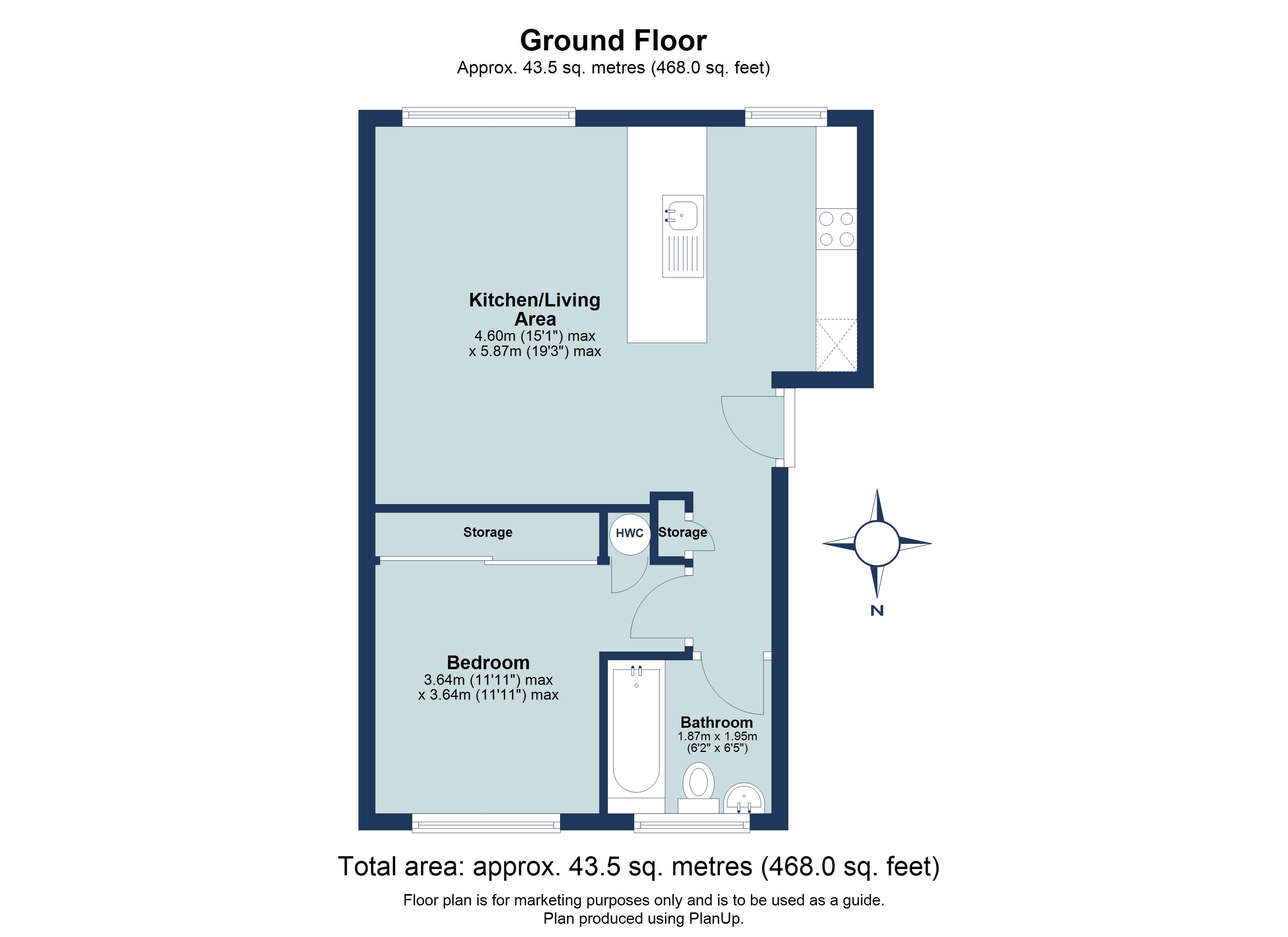 1 bed ground floor flat for sale in Cedar Court, St. Albans, Hertfordshire, AL4 - Property floorplan