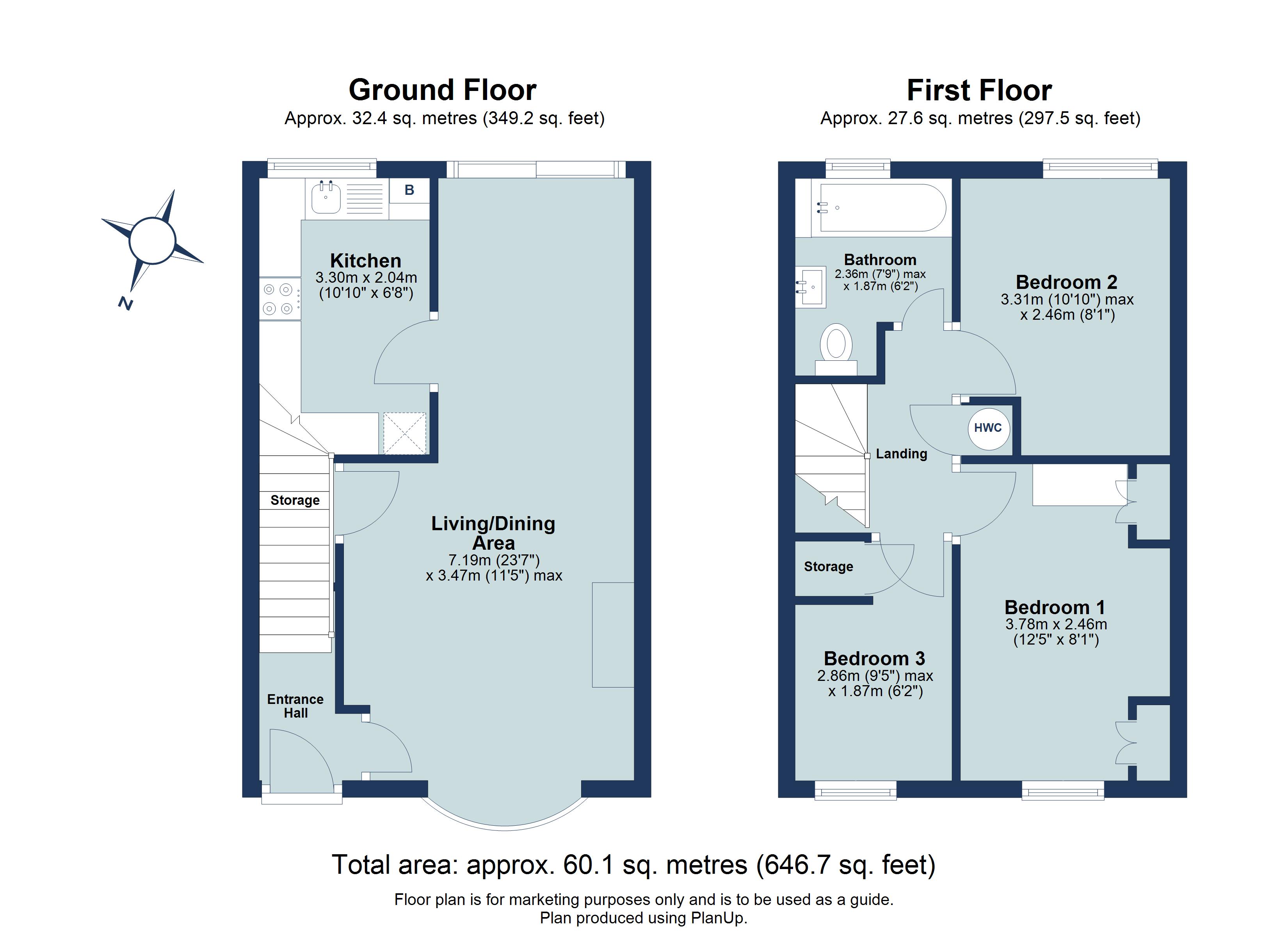 3 bed terraced house for sale in Ashby Gardens, St. Albans, Hertfordshire, AL1 - Property floorplan