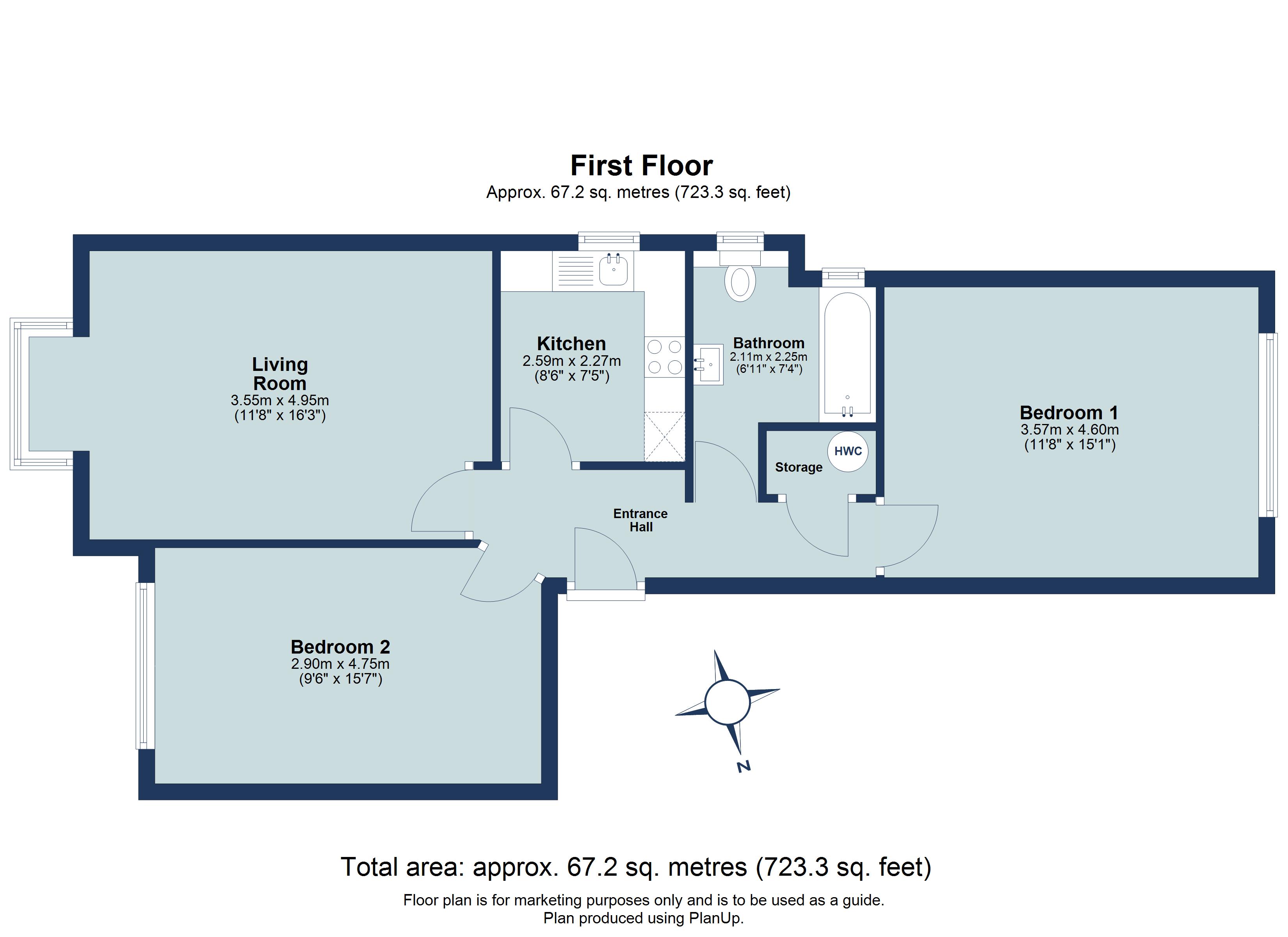 2 bed apartment for sale in Ridgemont House, 29 Ridgmont Road, St. Albans, Hertfordshire, AL1 - Property floorplan