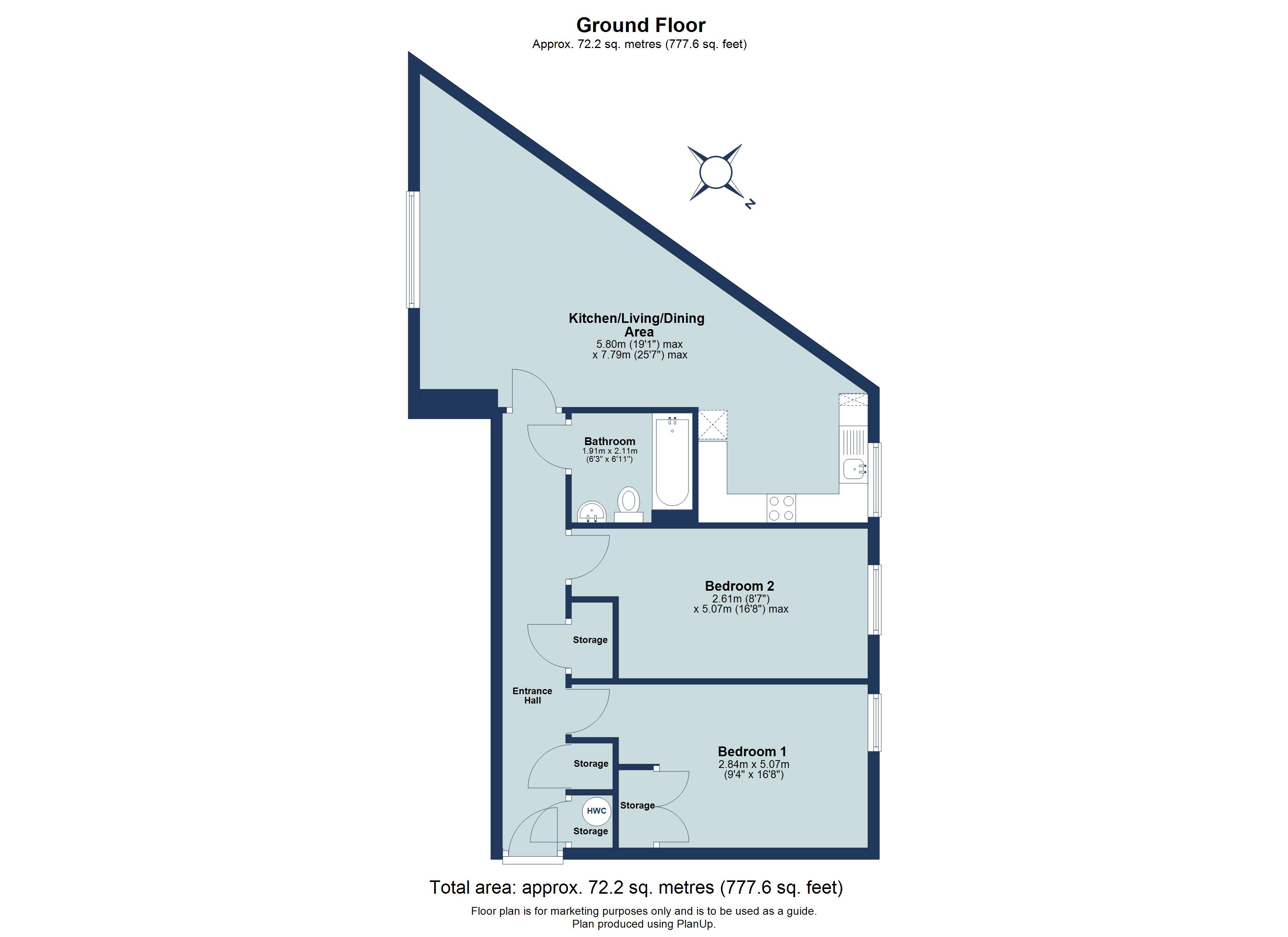 2 bed ground floor flat for sale in Davy House, Charrington Place, St. Albans, Hertfordshire, AL1 - Property floorplan