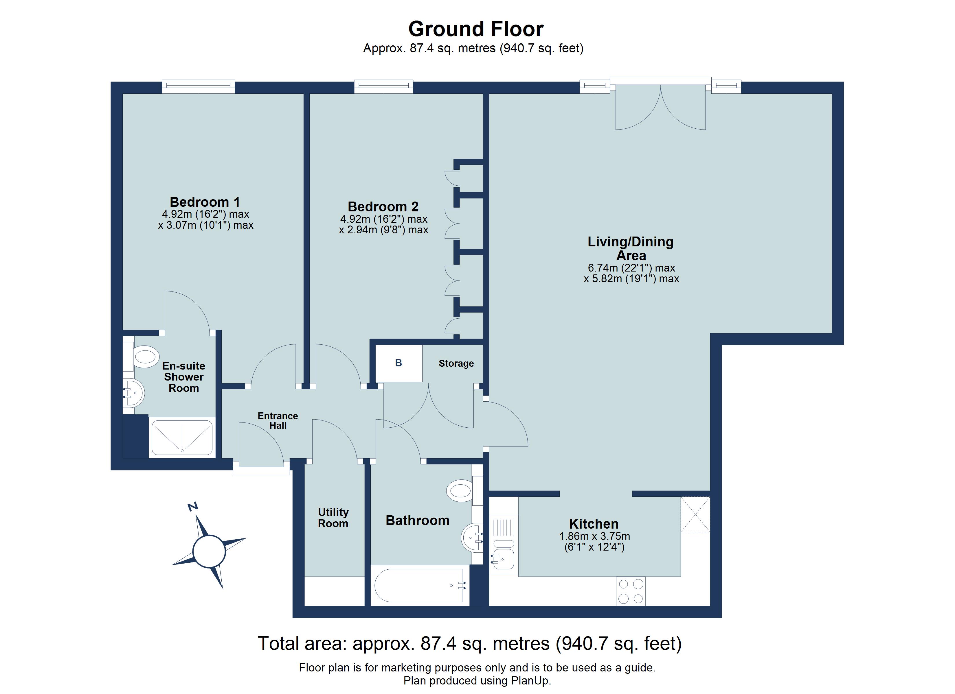 2 bed ground floor flat for sale in Benedictine Place, 25 London Road, St. Albans, Hertfordshire, AL1 - Property floorplan