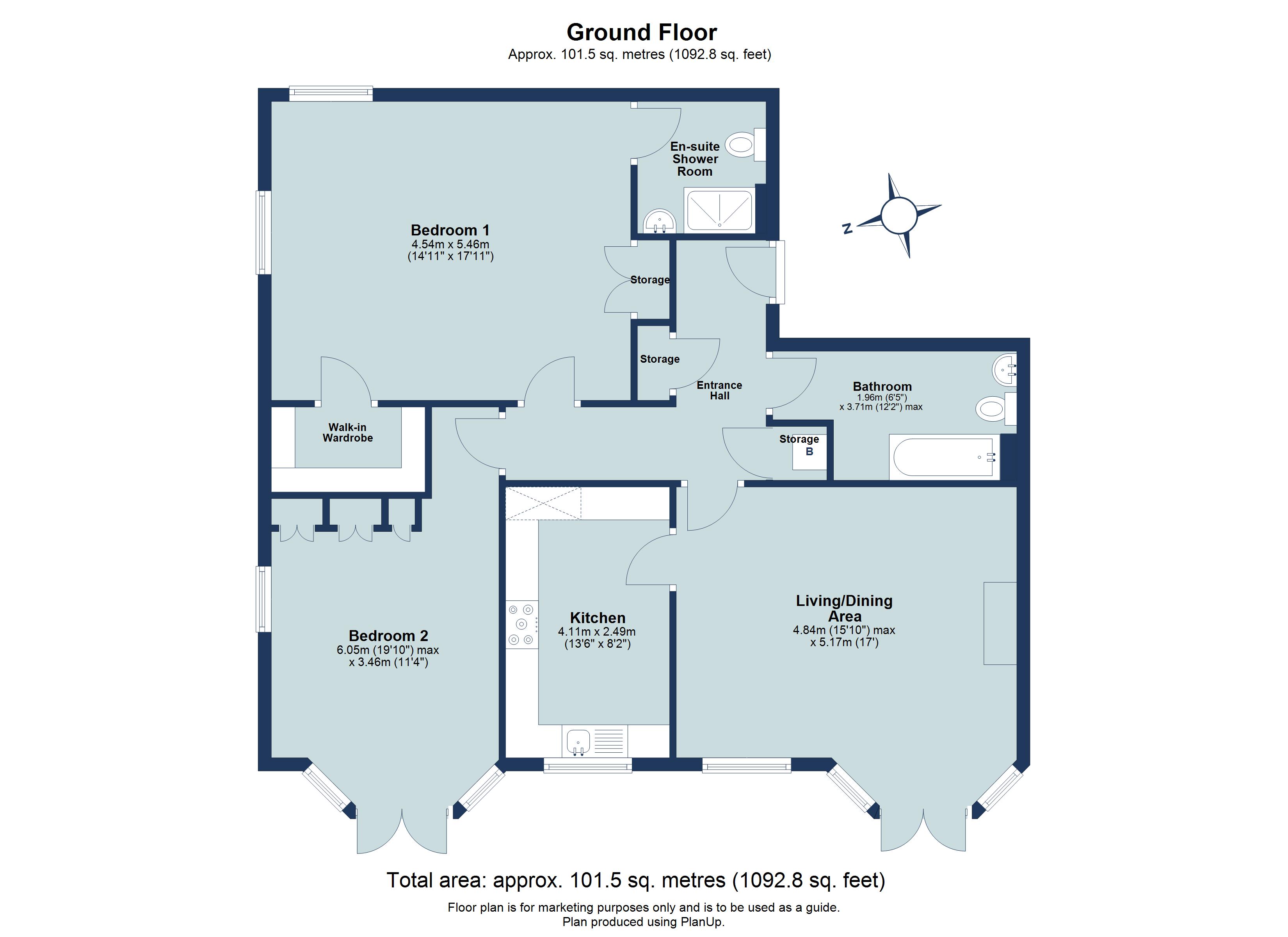 2 bed ground floor flat for sale in Aventine Court, 101 Holywell Hill, St. Albans, Hertfordshire, AL1 - Property floorplan