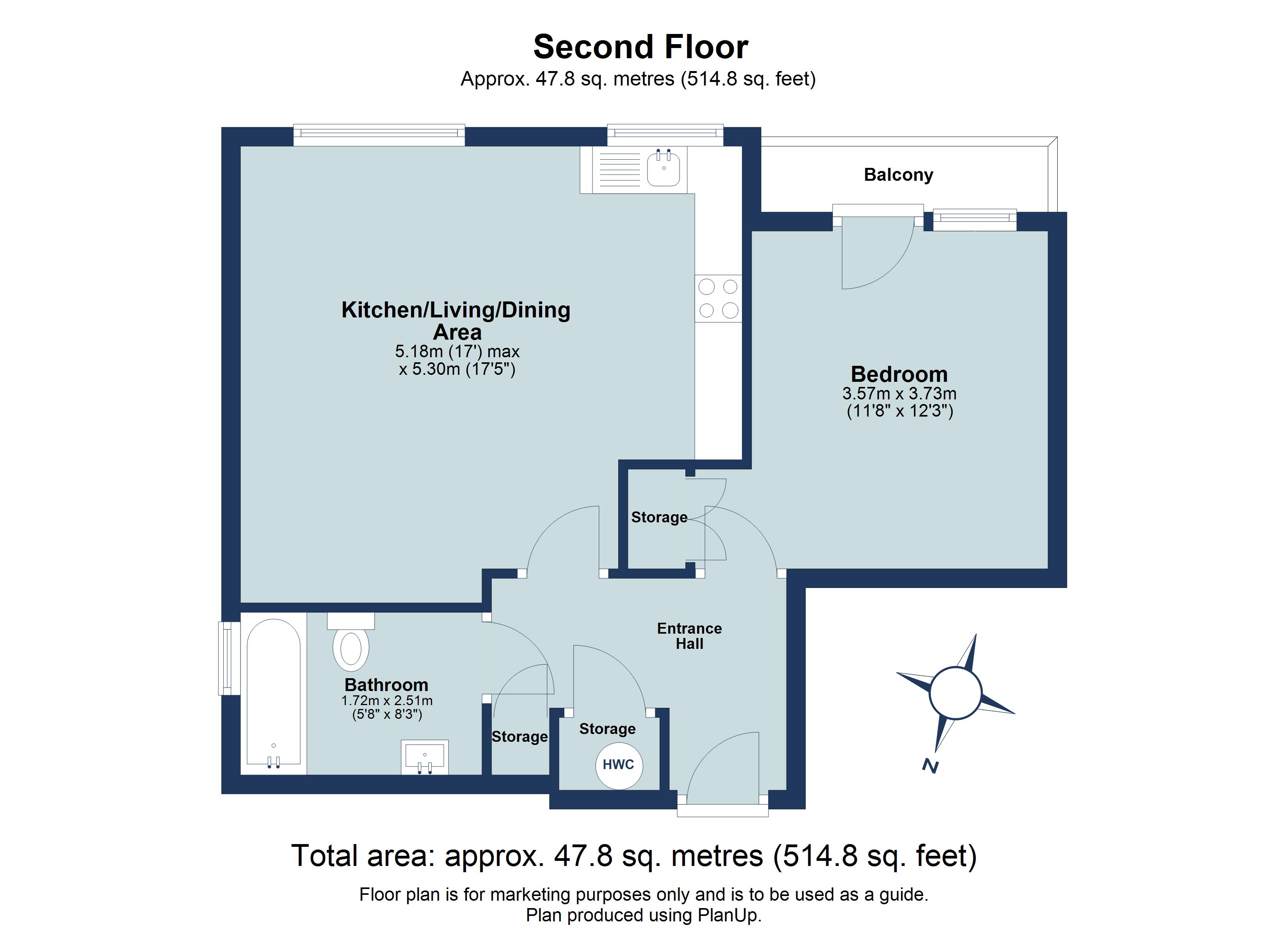 1 bed apartment for sale in Hatfield Road, St. Albans, Hertfordshire, AL1 - Property floorplan
