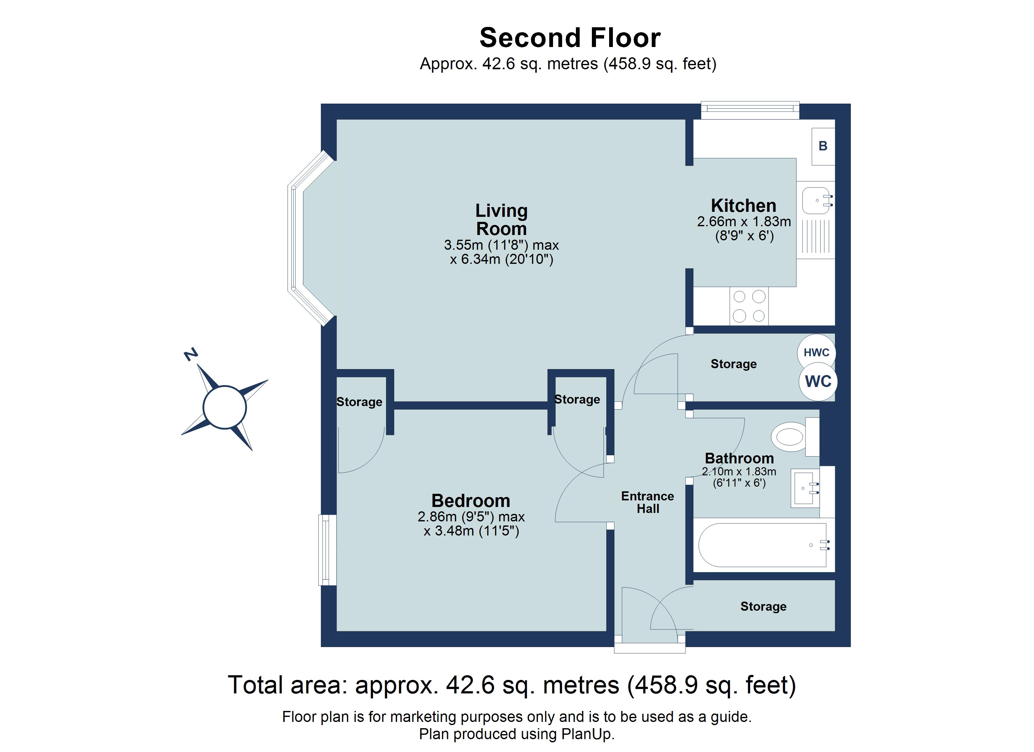 1 bed apartment for sale in Hawkshill, Dellfield, St. Albans, Hertfordshire, AL1 - Property floorplan