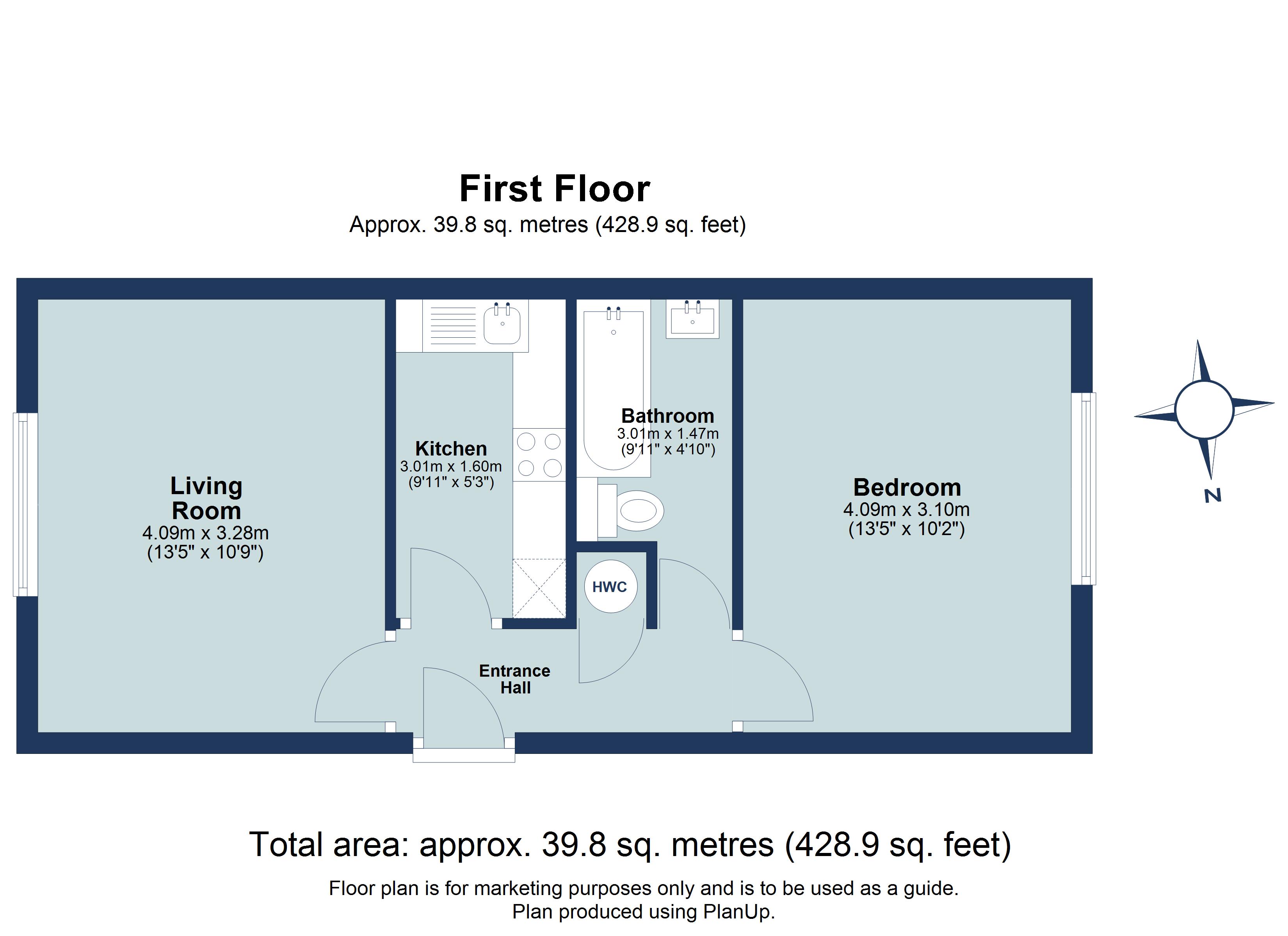 1 bed apartment for sale in Laguna Court, 35 Beaconsfield Road, St. Albans, Hertfordshire, AL1 - Property floorplan