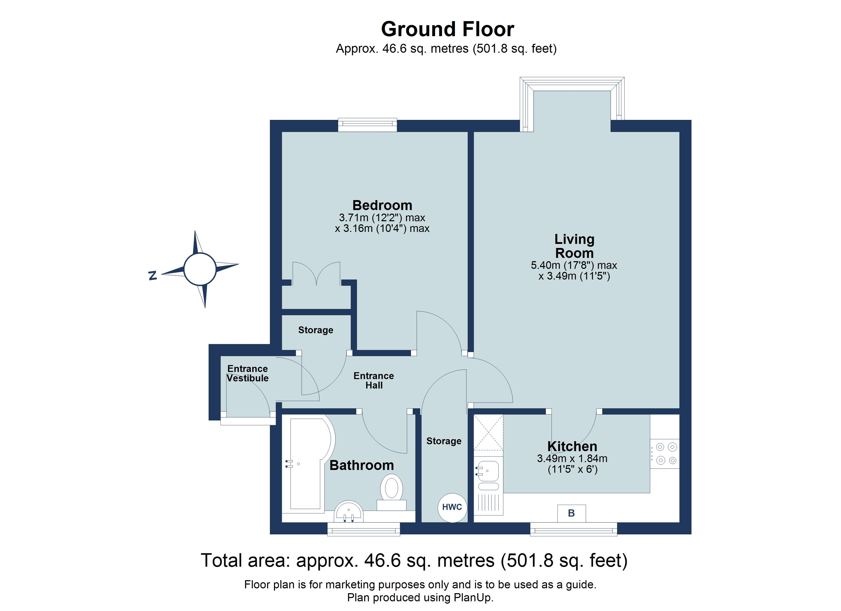 1 bed ground floor flat for sale in Millers Rise, St. Albans, Hertfordshire, AL1 - Property floorplan