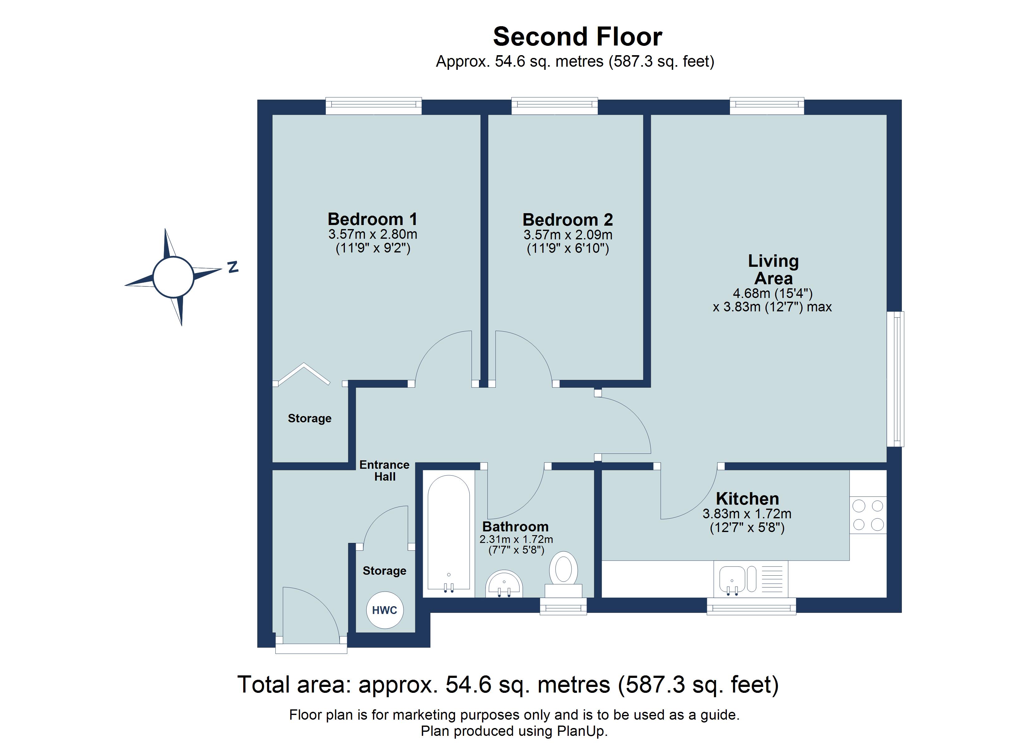 2 bed apartment for sale in Millers Rise, St. Albans, Hertfordshire, AL1 - Property floorplan
