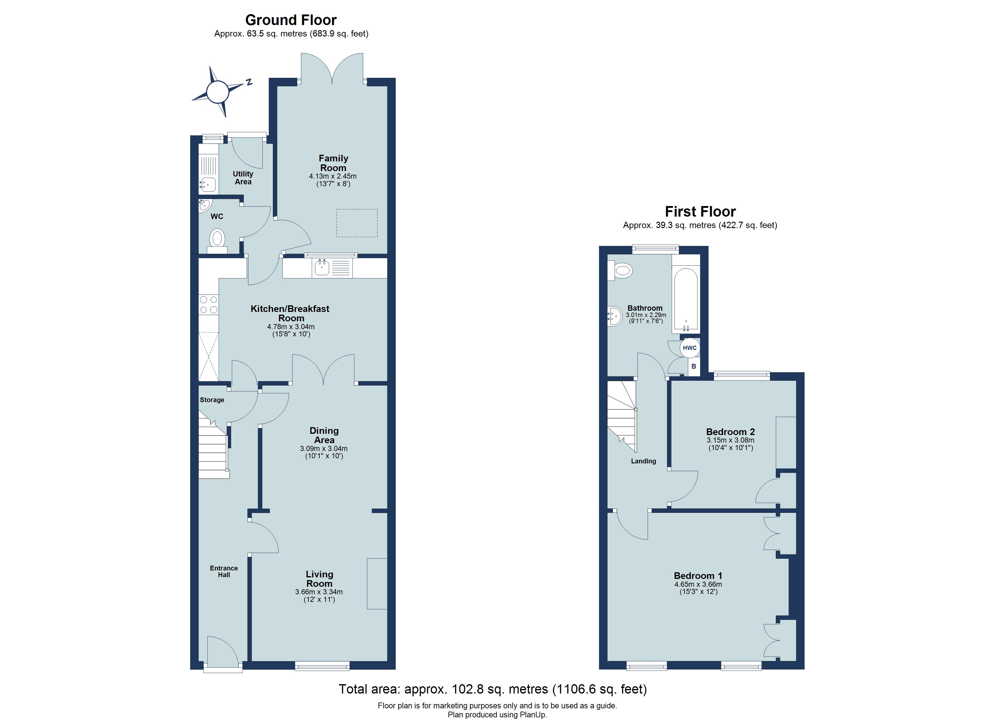 2 bed terraced house for sale in Hill Street, St. Albans, Hertfordshire, AL3 - Property floorplan