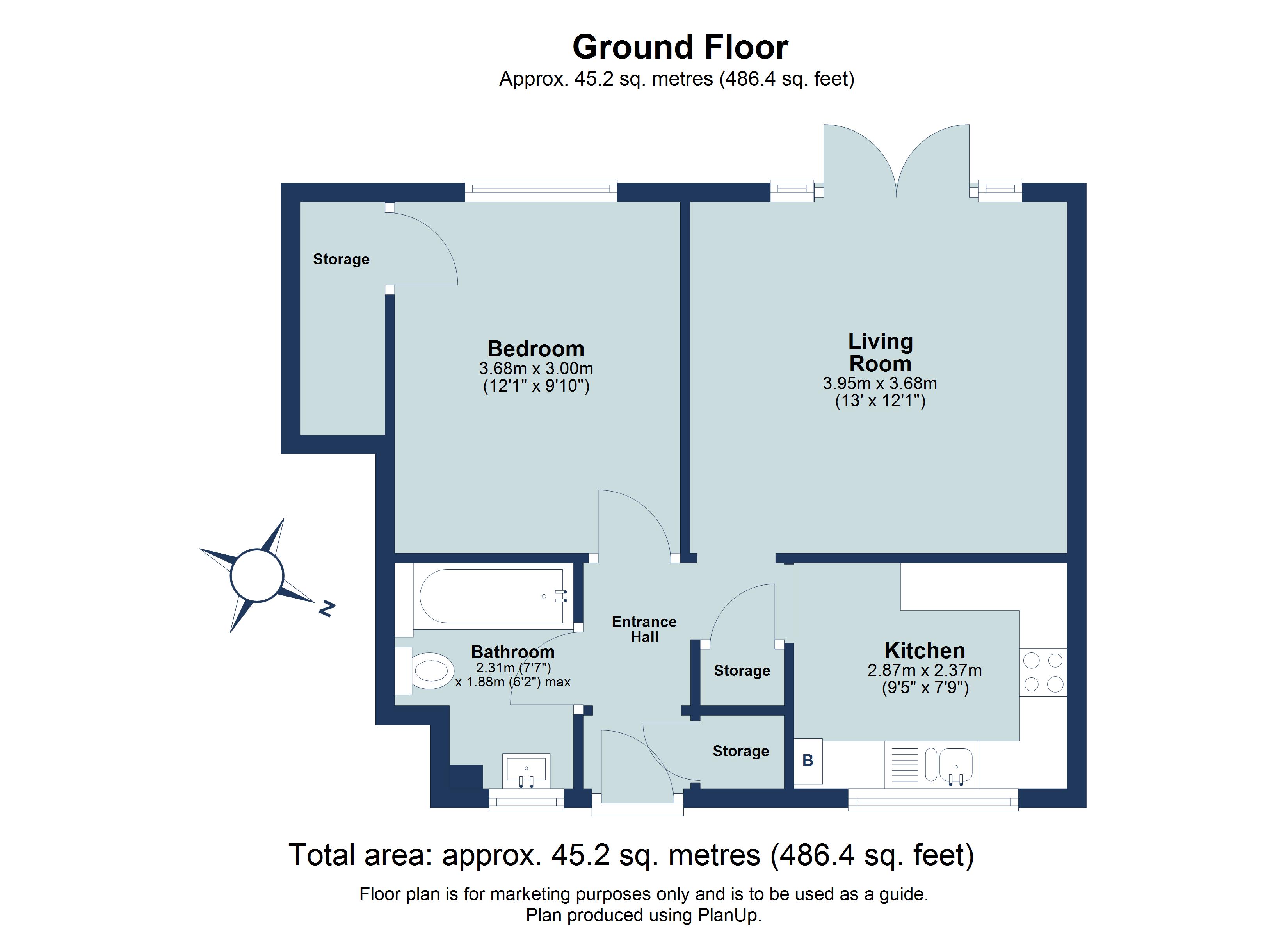 1 bed ground floor flat for sale in Berners Drive, St. Albans, Hertfordshire, AL1 - Property floorplan