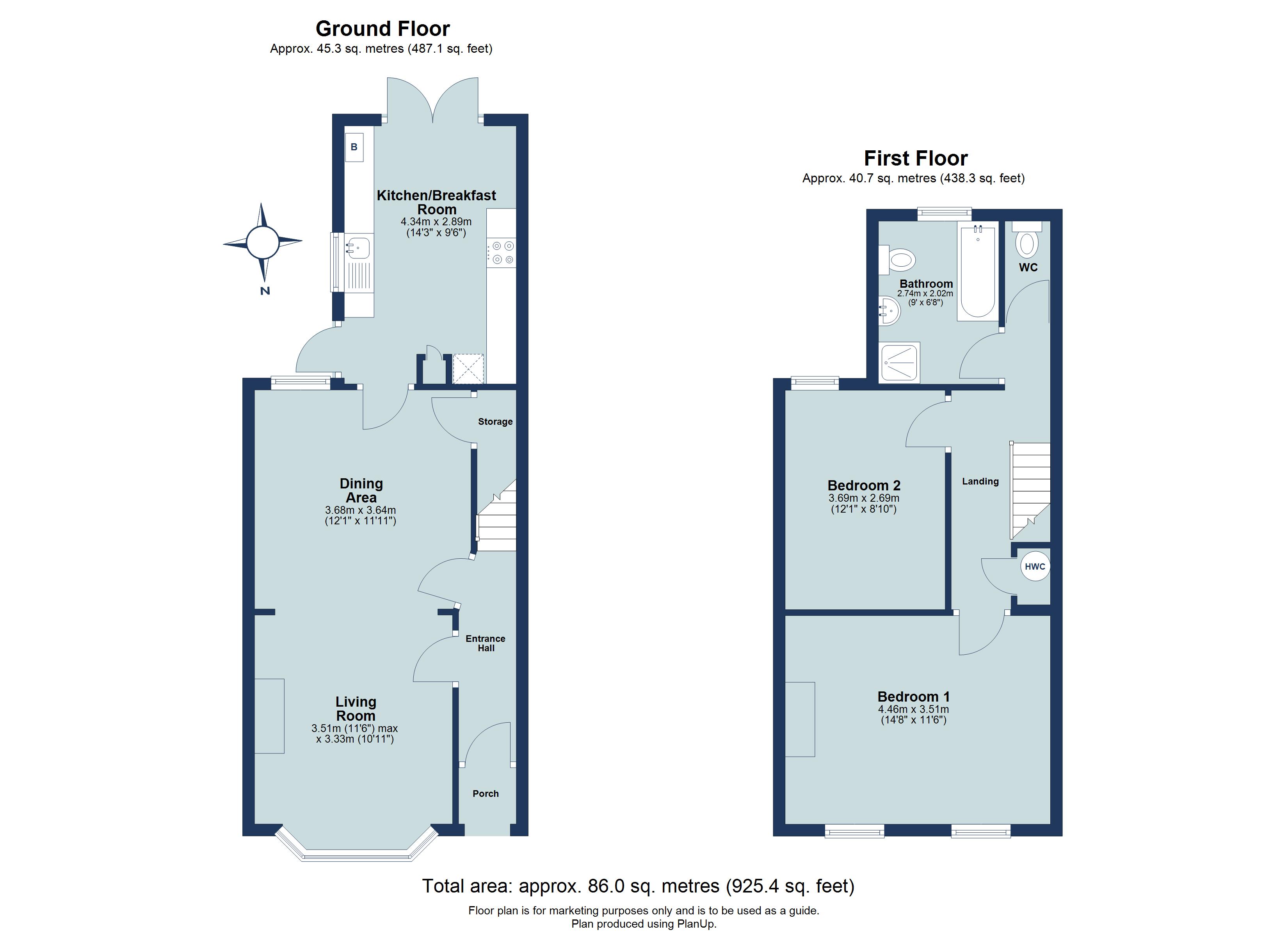2 bed terraced house for sale in Brampton Road, St. Albans, Hertfordshire, AL1 - Property floorplan
