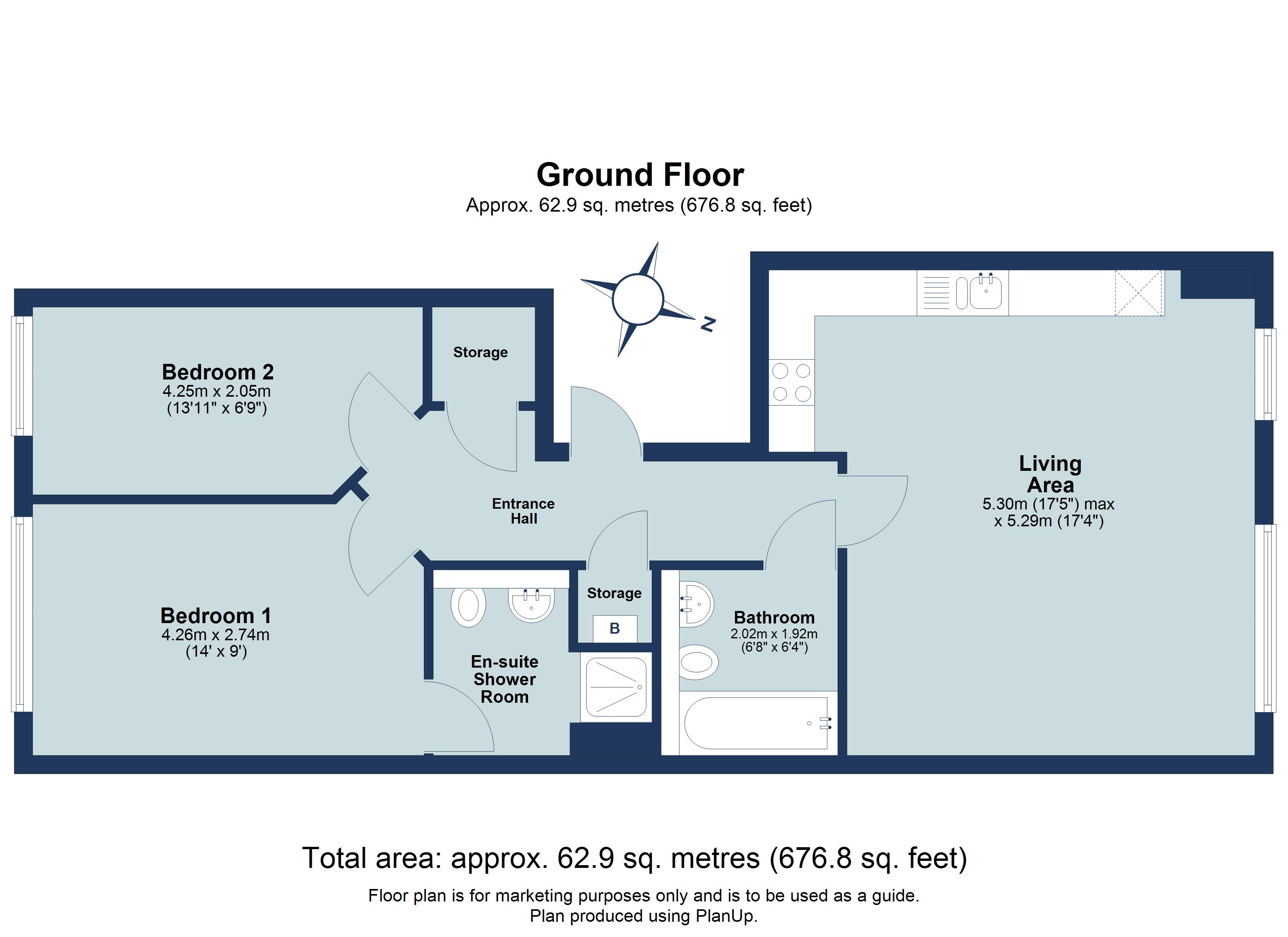2 bed ground floor flat for sale in Hatfield Road, St. Albans, Hertfordshire, AL1 - Property floorplan
