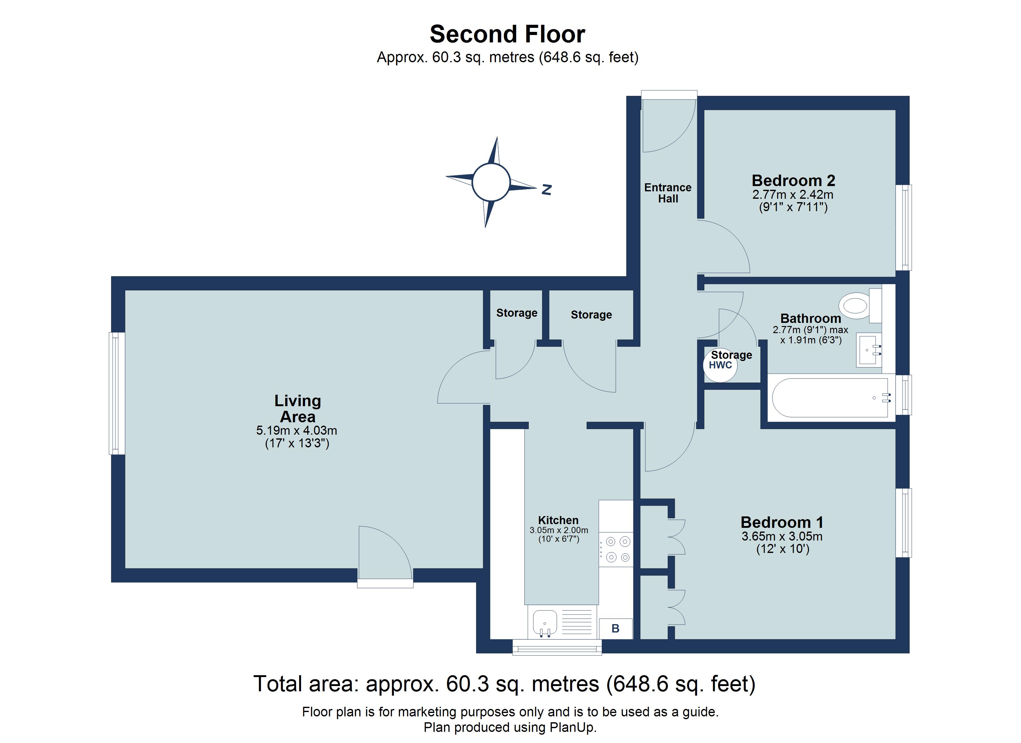 2 bed apartment for sale in Battlefield Road, St. Albans, Hertfordshire, AL1 - Property floorplan