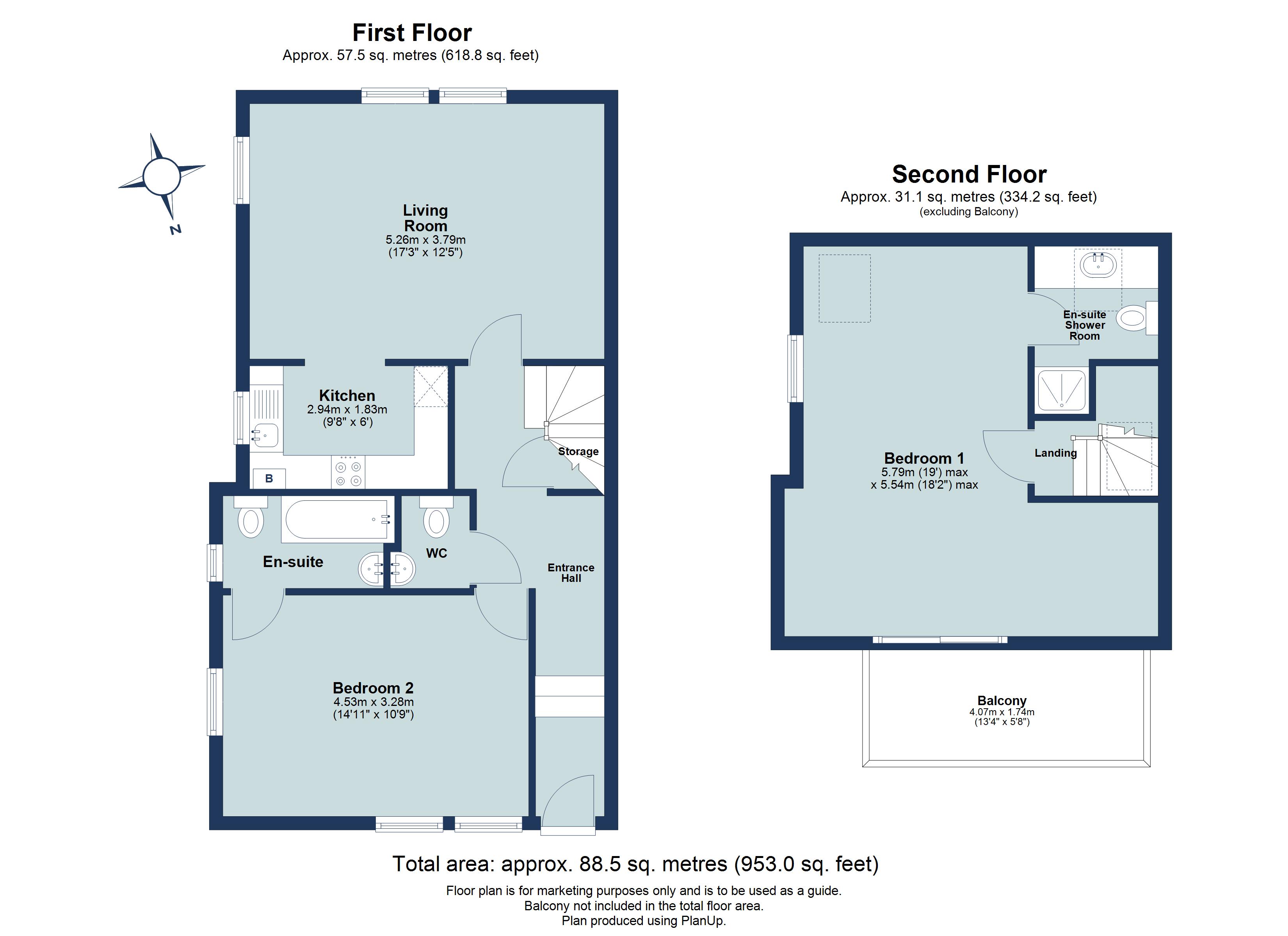 2 bed apartment for sale in London Road, St. Albans, Hertfordshire, AL1 - Property floorplan