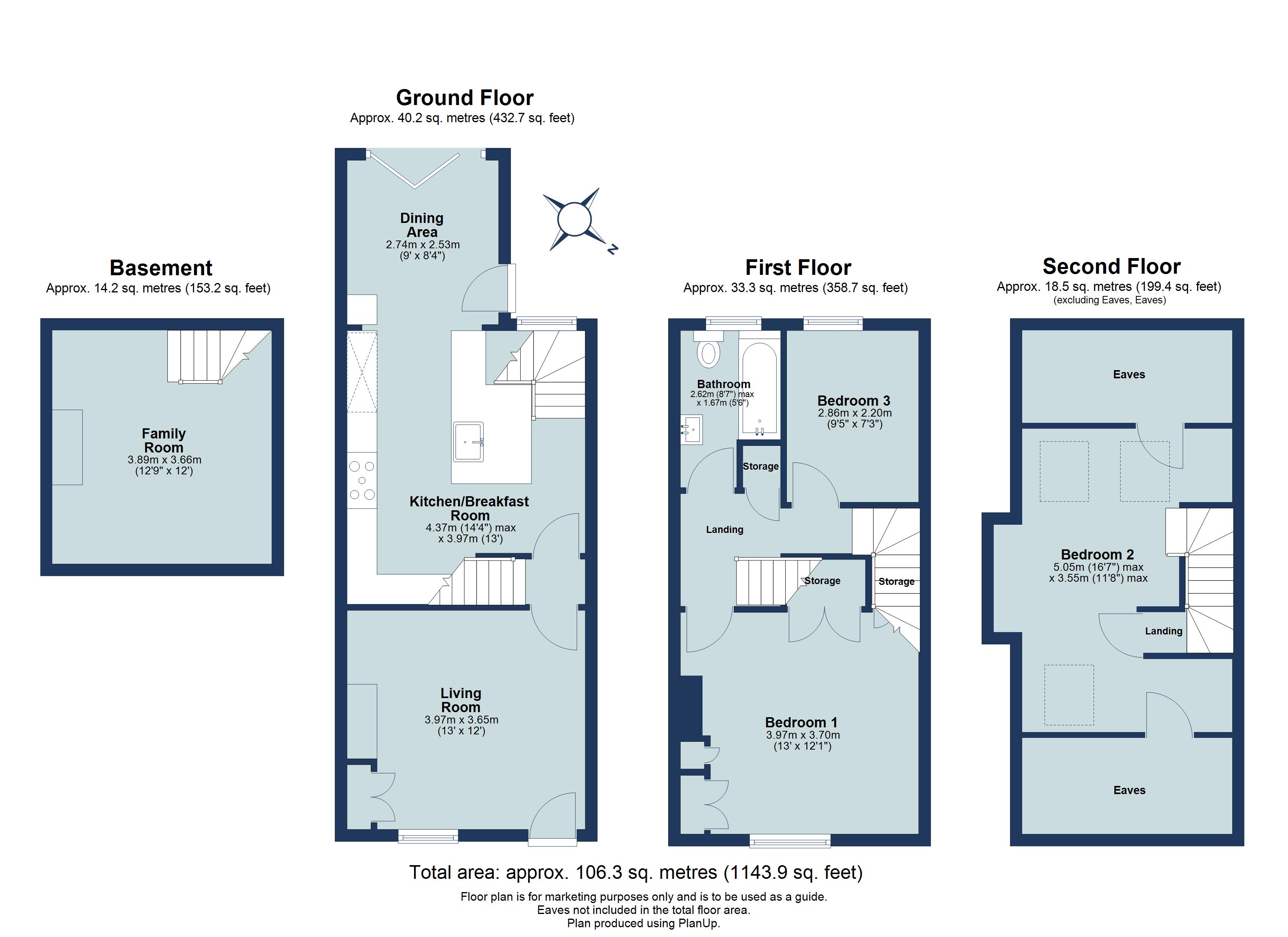 3 bed terraced house for sale in Riverside Road, St. Albans, Hertfordshire, AL1 - Property floorplan