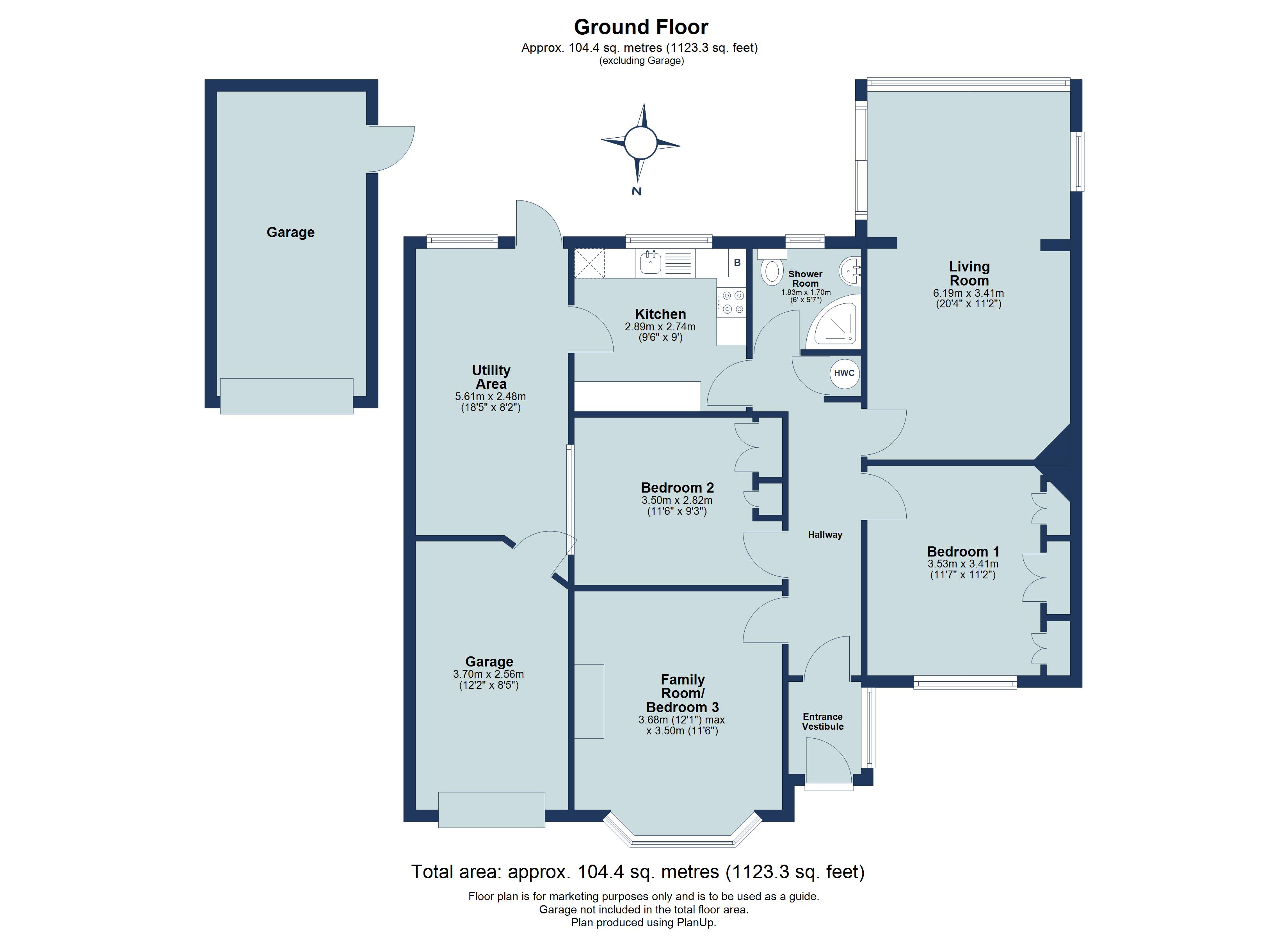 2 bed semi-detached bungalow for sale in Hollybush Avenue, St. Albans, Hertfordshire, AL2 - Property floorplan