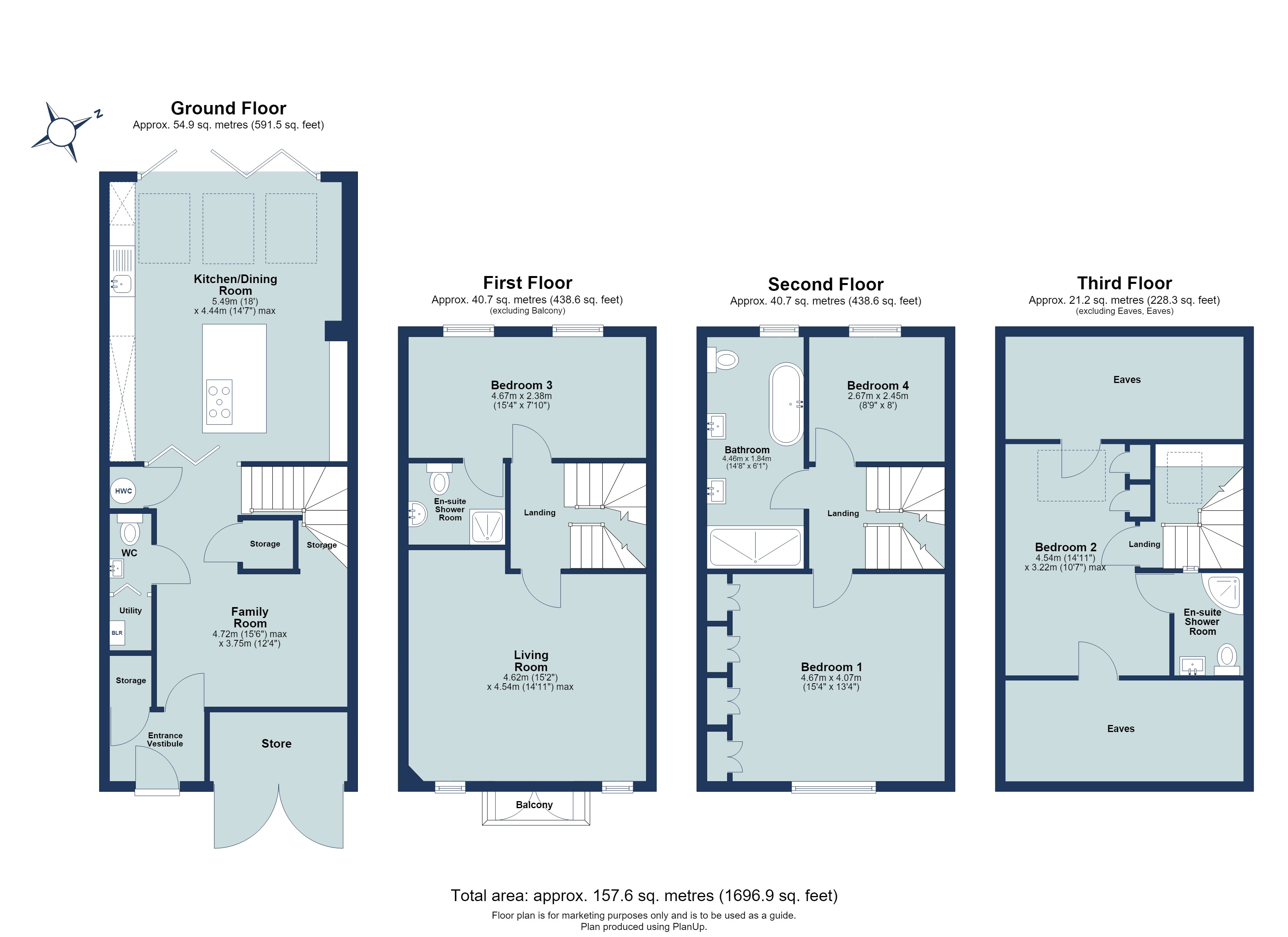 4 bed terraced house for sale in Chime Square, St. Albans, Hertfordshire, AL3 - Property floorplan