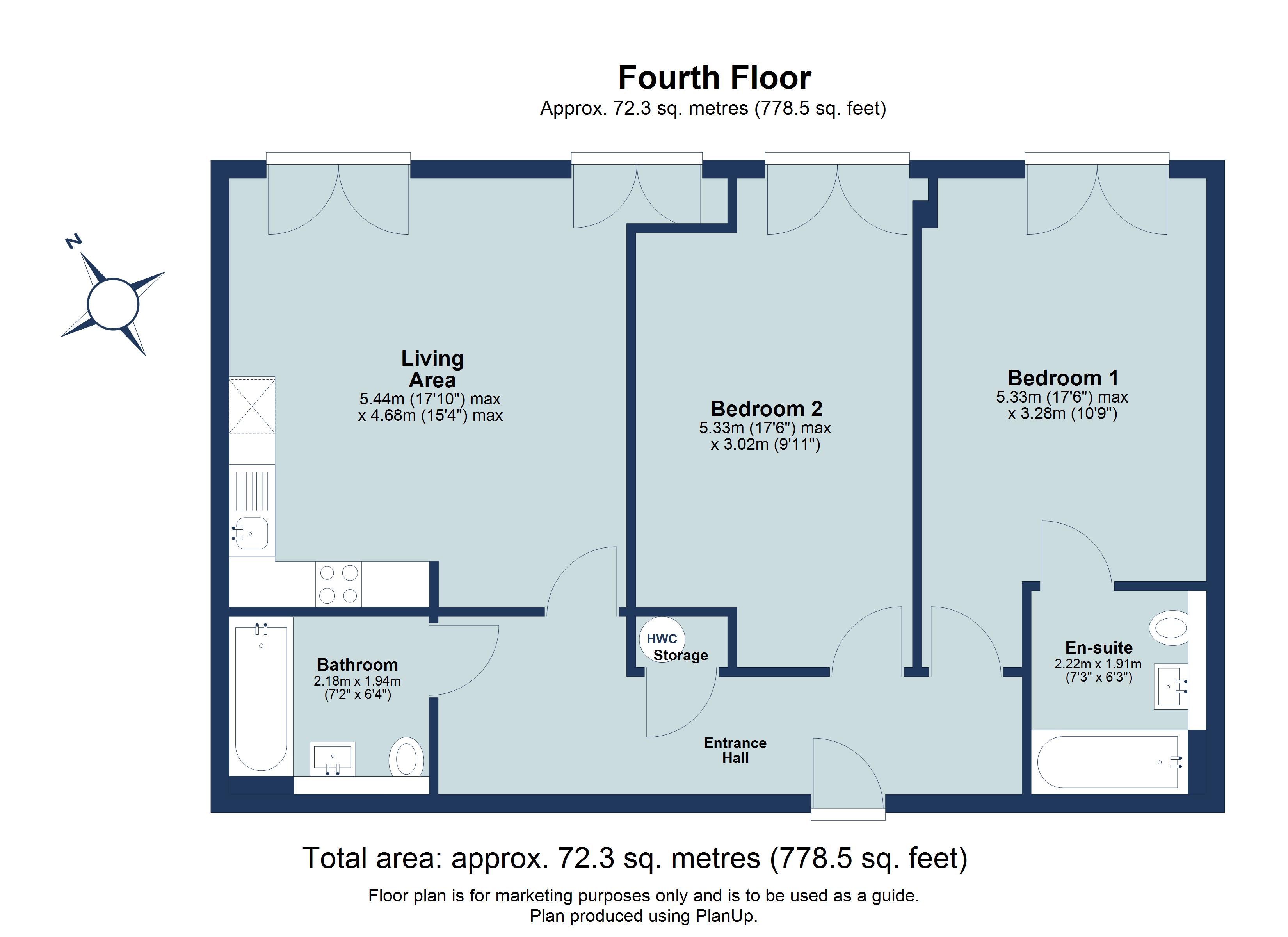 2 bed apartment for sale in Grosvenor Road, St. Albans, Hertfordshire, AL1 - Property floorplan